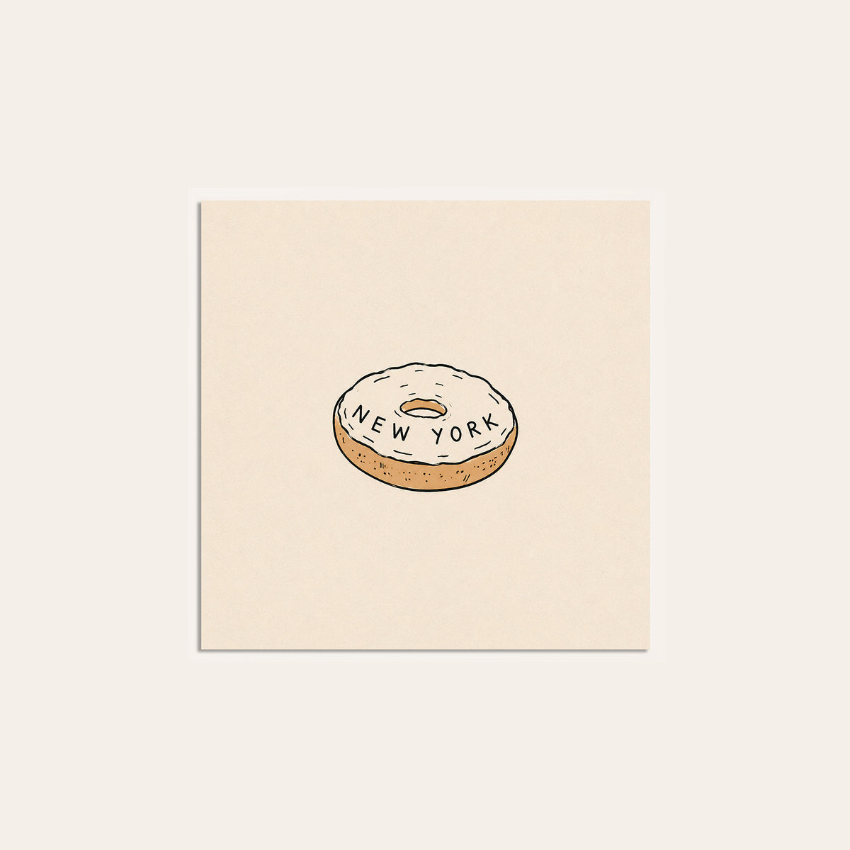 New York Bagel square art print — unframed print
