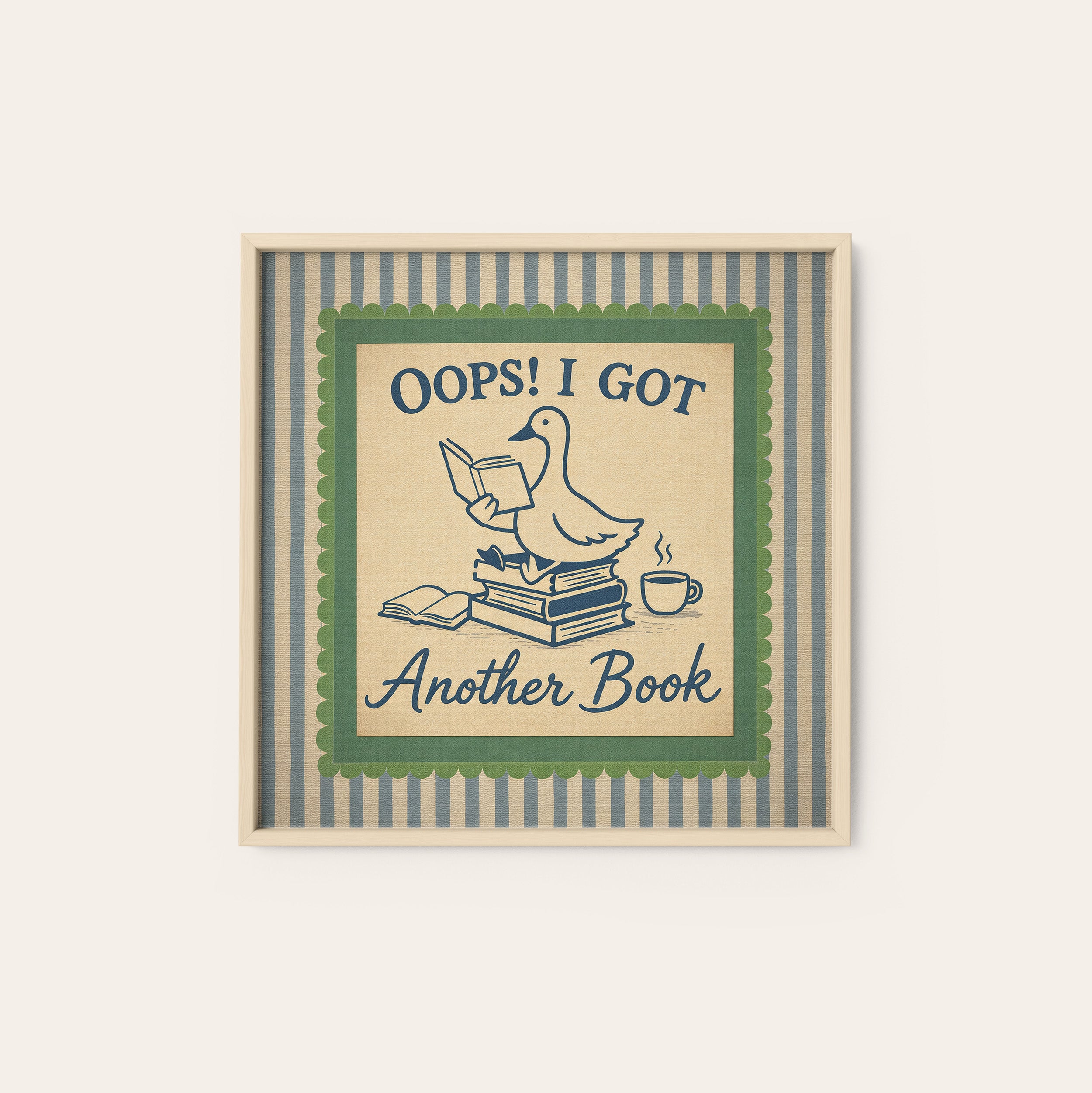 Oops! Another Book — Goose Print – natural wood frame