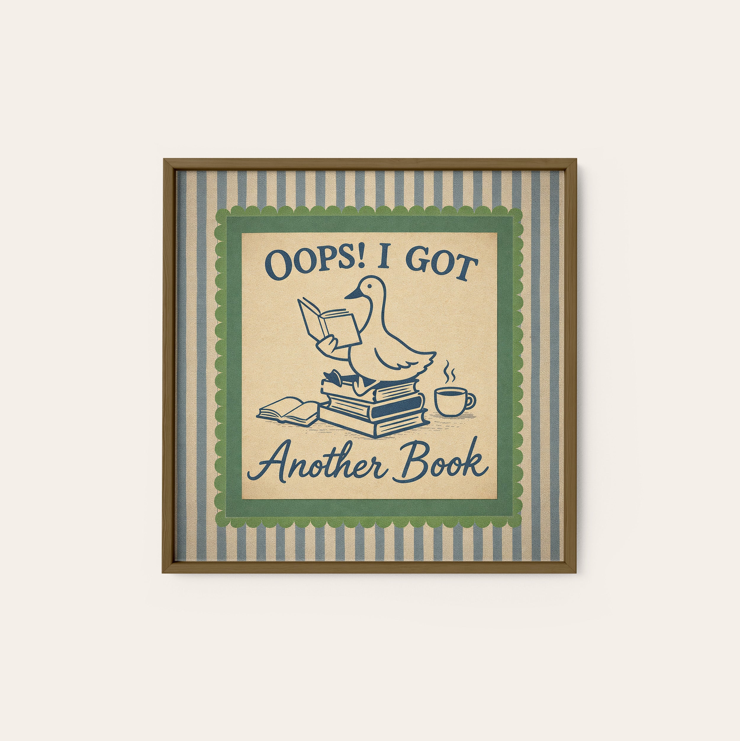 Oops! Another Book — Goose Print – dark wood frame