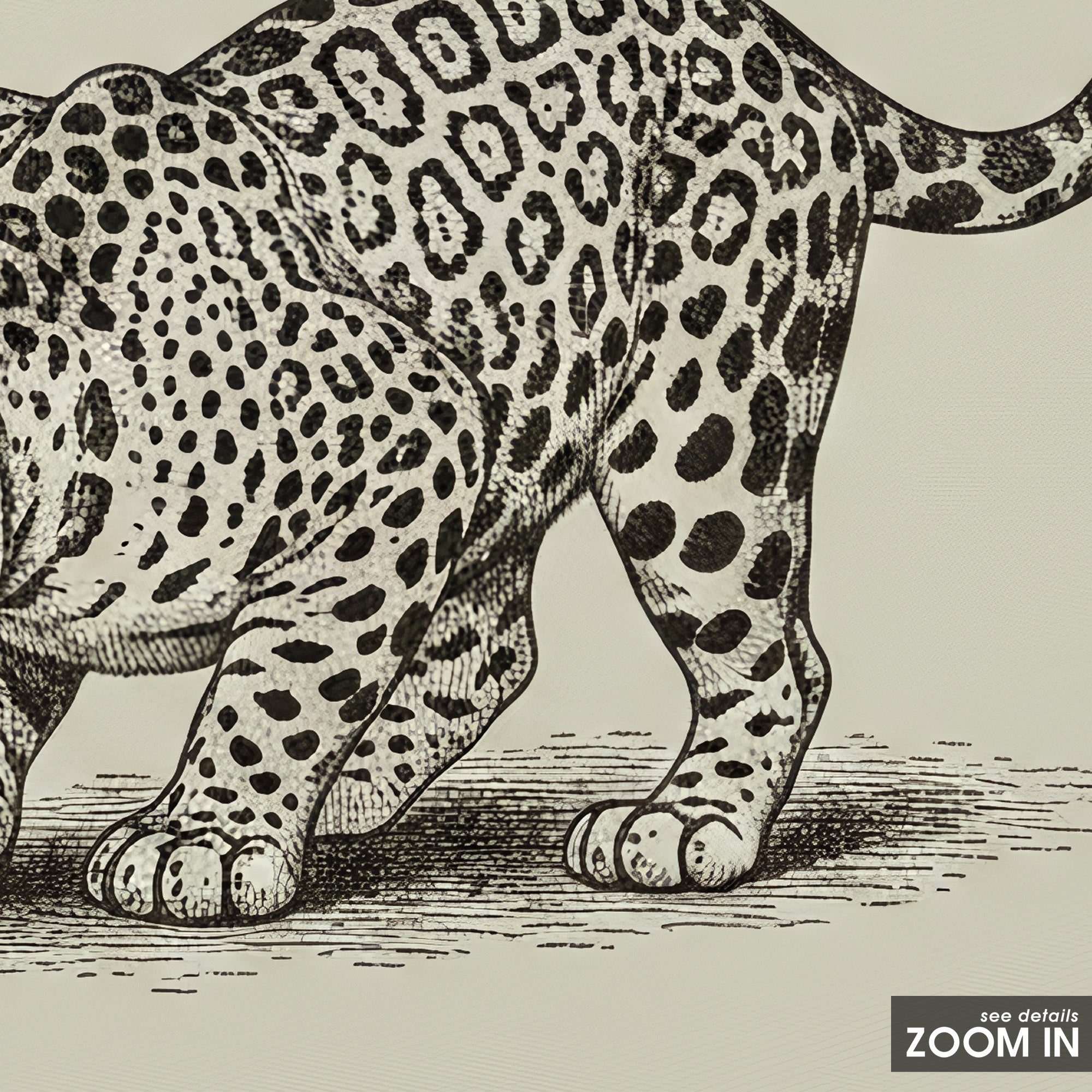 Ticking Stripe Leopard — Sketch Print – detail closeup