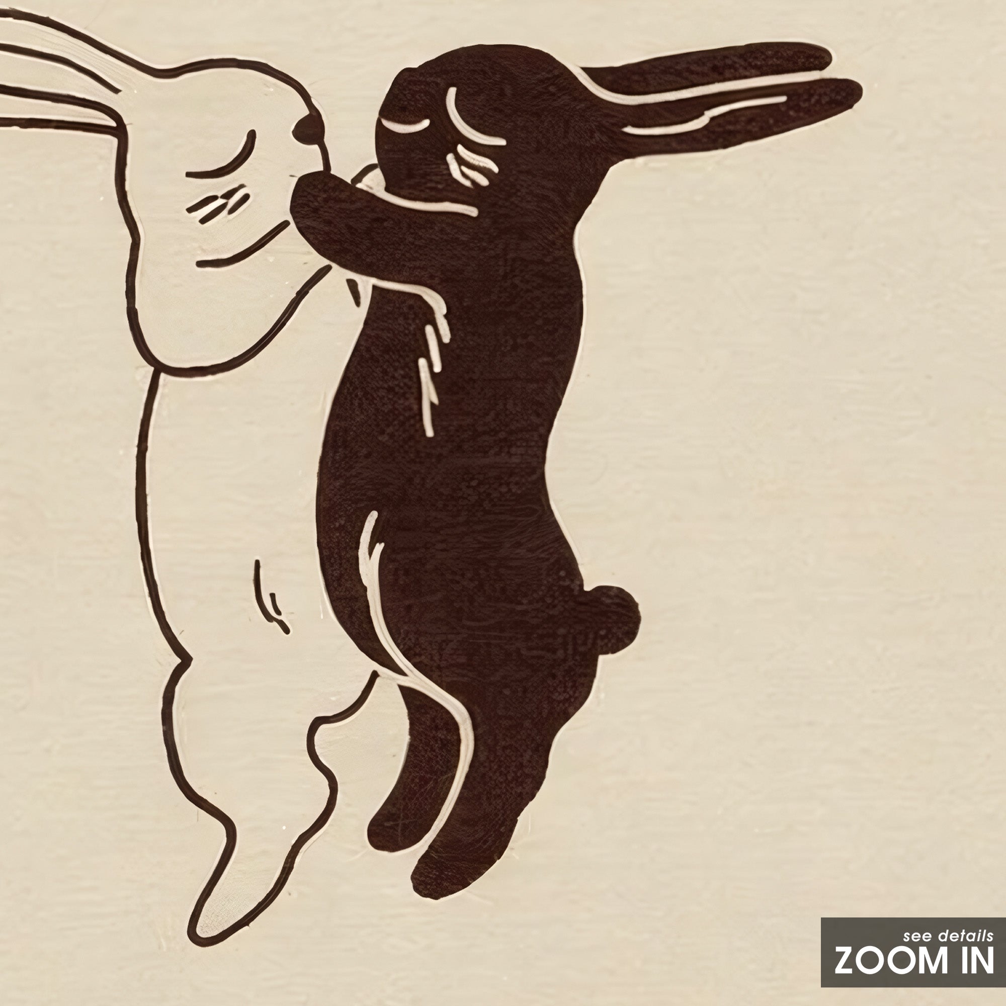 Boxing Hares — Red Stripe Print – detail closeup