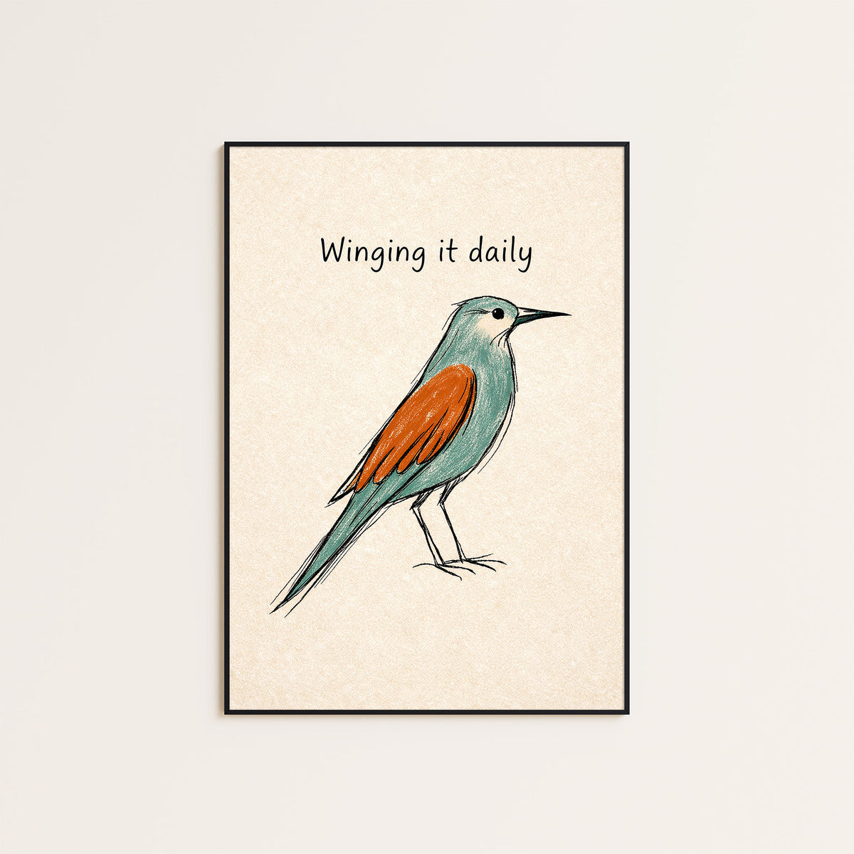 Winging It Daily - Bird Print - framed artwork overview