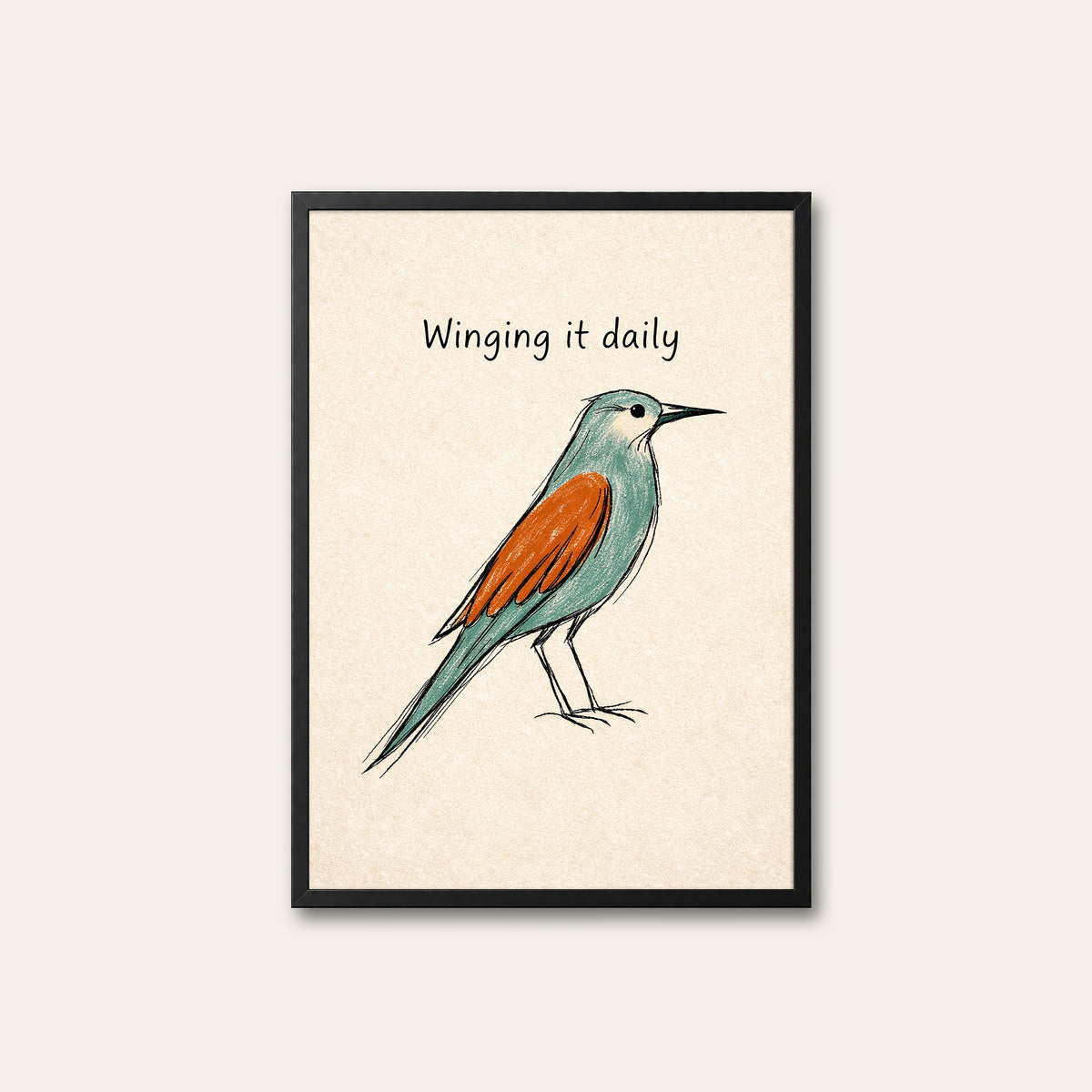 Winging It Daily - Bird Print - black frame