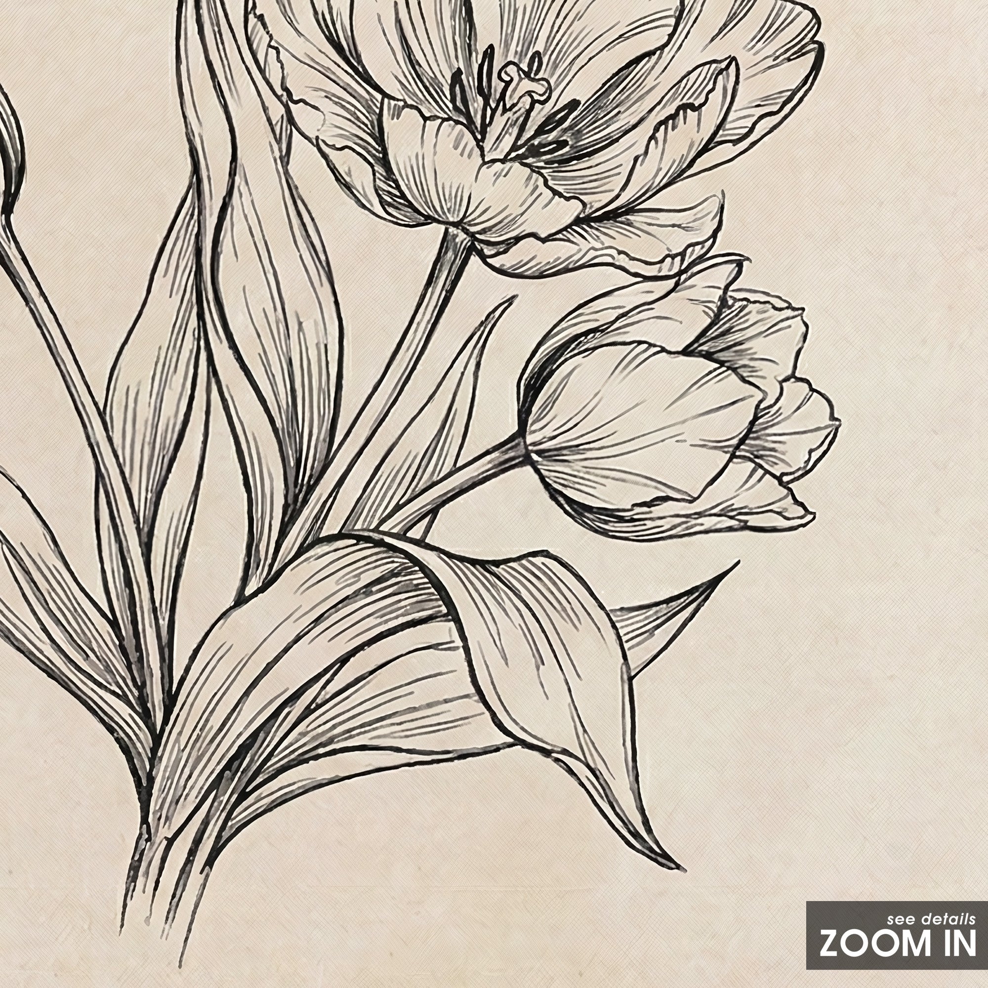 Tulip Study — Blue Stripe Print – detail closeup