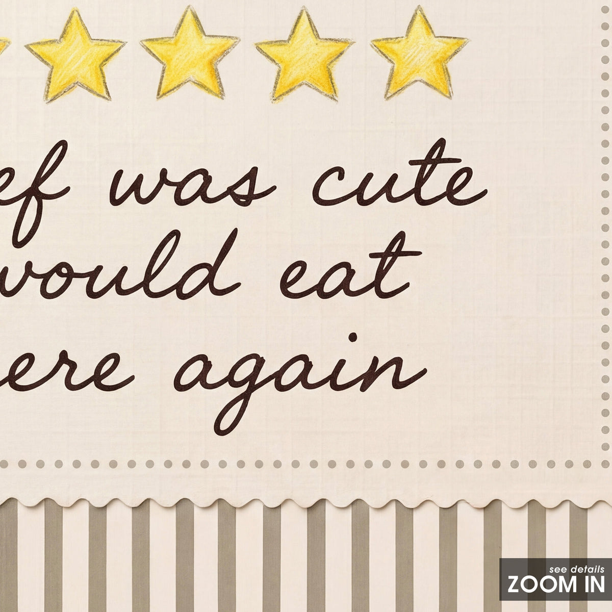 Chef Was Cute - Five Gold Stars Print - artwork detail close-up