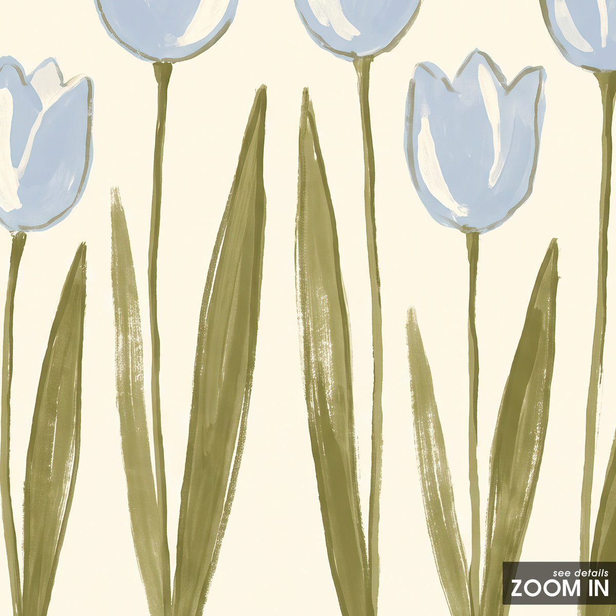 Seven Blue Tulips square art print — artwork detail