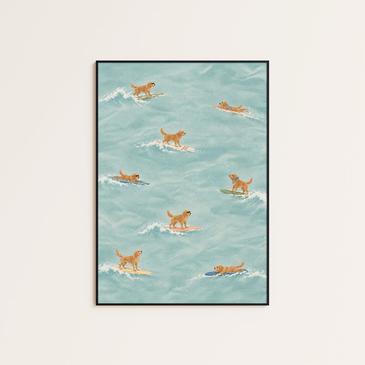 Golden Hour Surf Club - Retriever Pattern Print - framed artwork overview