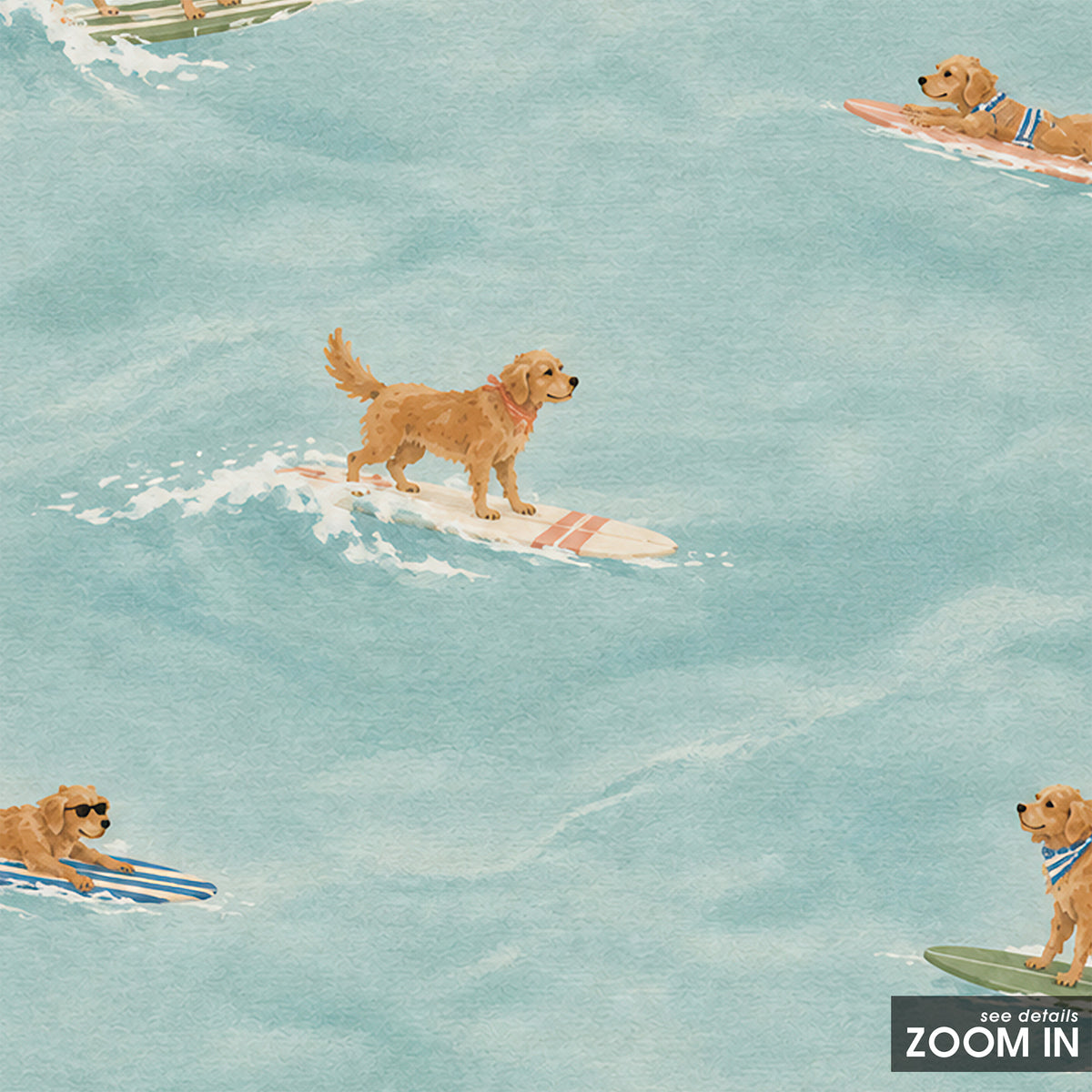 Golden Hour Surf Club - Retriever Pattern Print - artwork detail