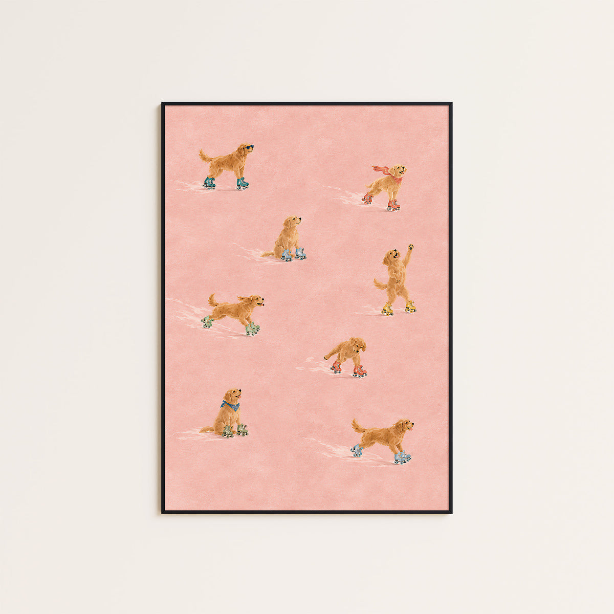Roller Rovers - Skating Retriever Print - framed artwork overview