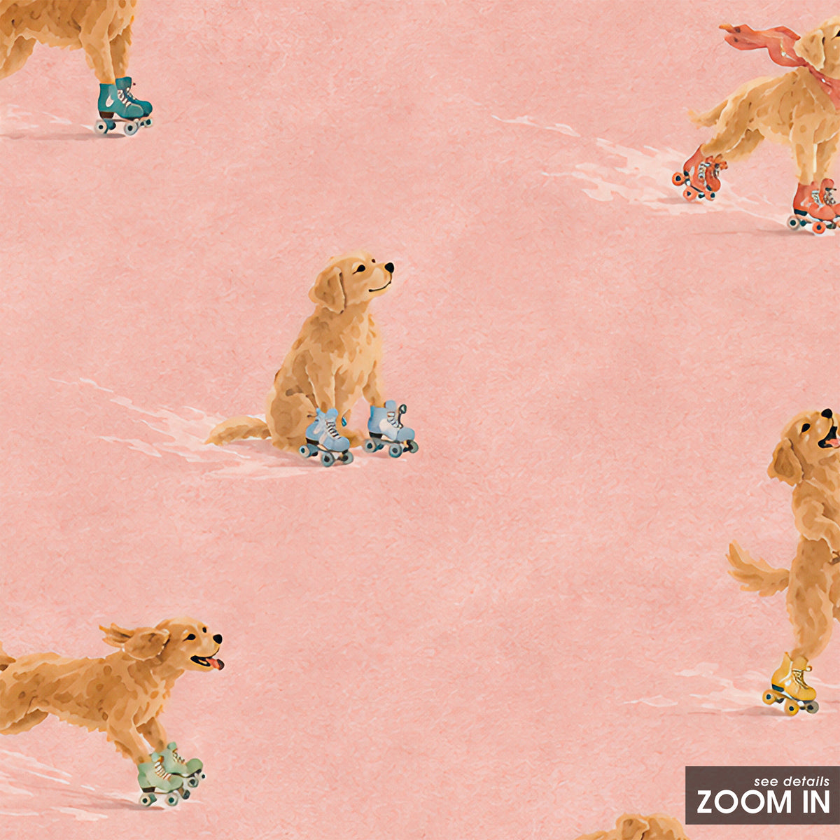 Roller Rovers - Skating Retriever Print - artwork detail