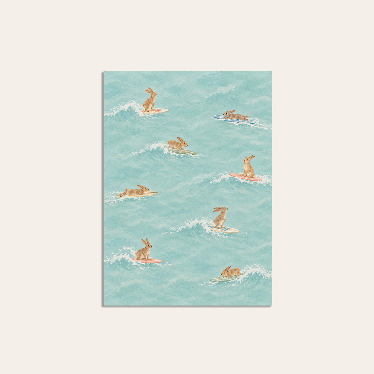 Bunny Breakers - Surfing Rabbit Print - unframed print