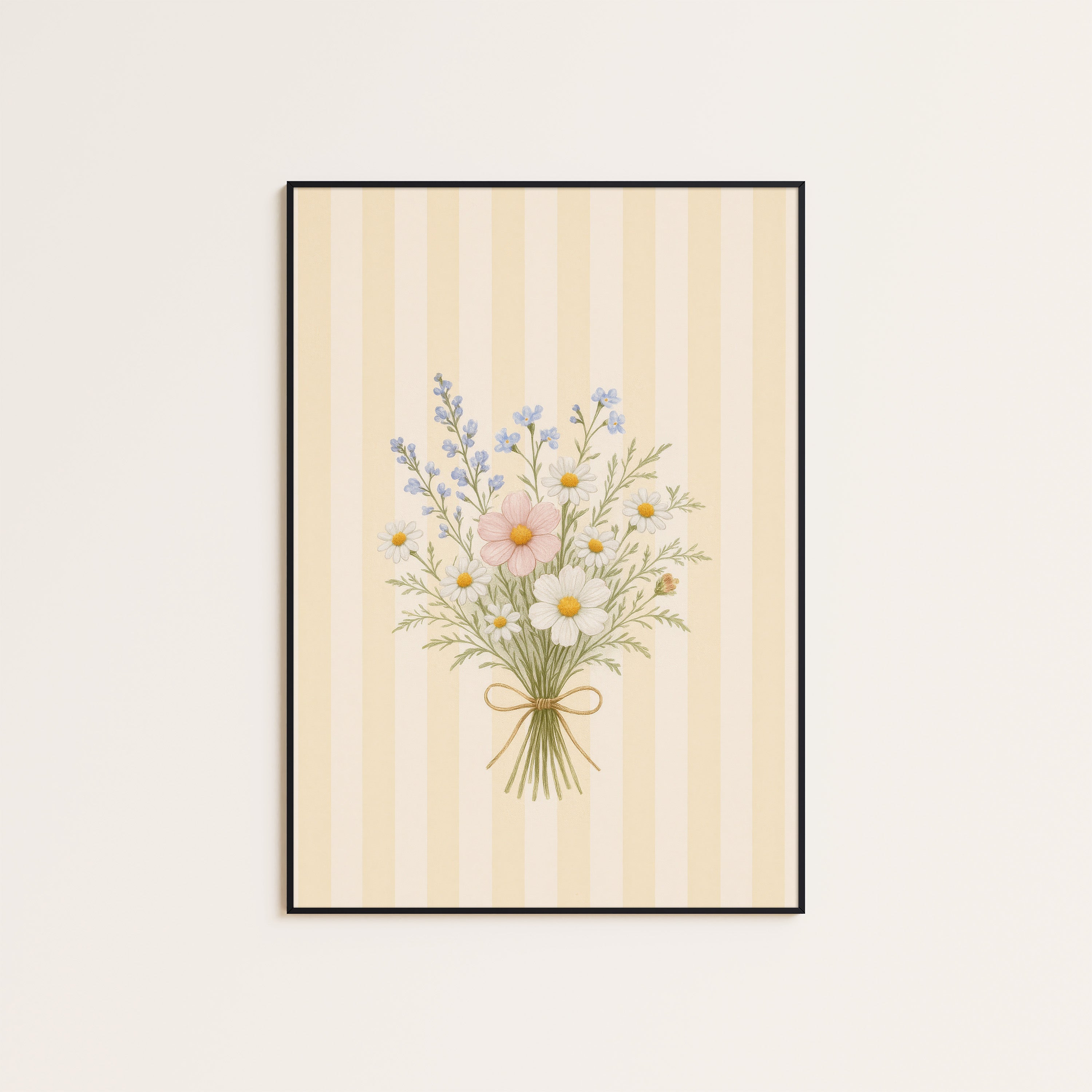 Daisy Gather — Stripe Posy Print – unframed poster