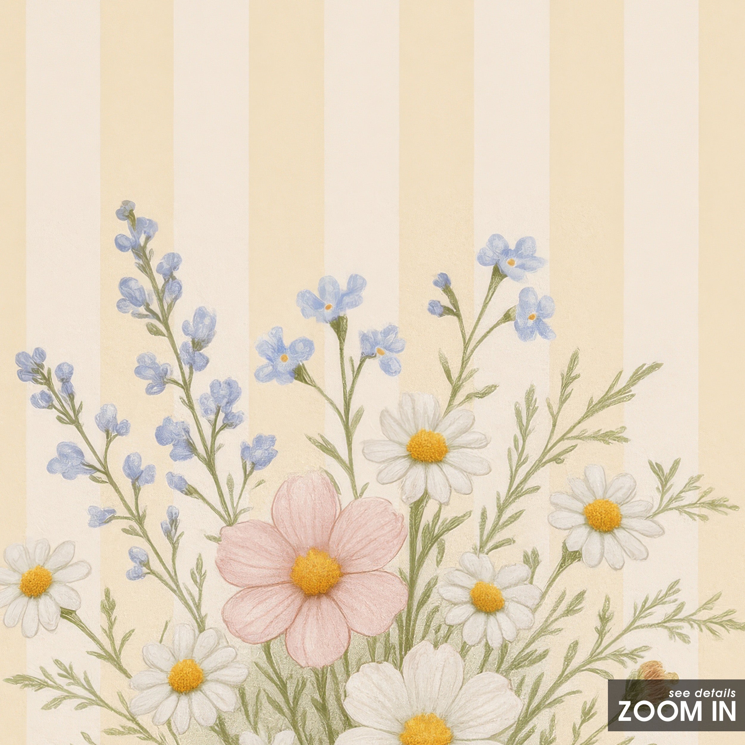 Daisy Gather — Stripe Posy Print – in room setting