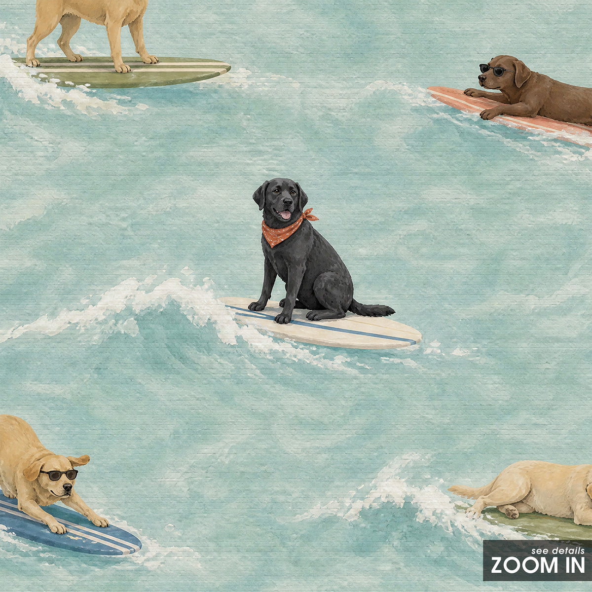 Labrador Longboard Club - Surfing Dog Print - artwork detail