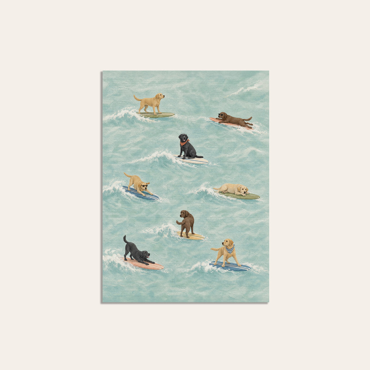 Labrador Longboard Club - Surfing Dog Print - unframed print