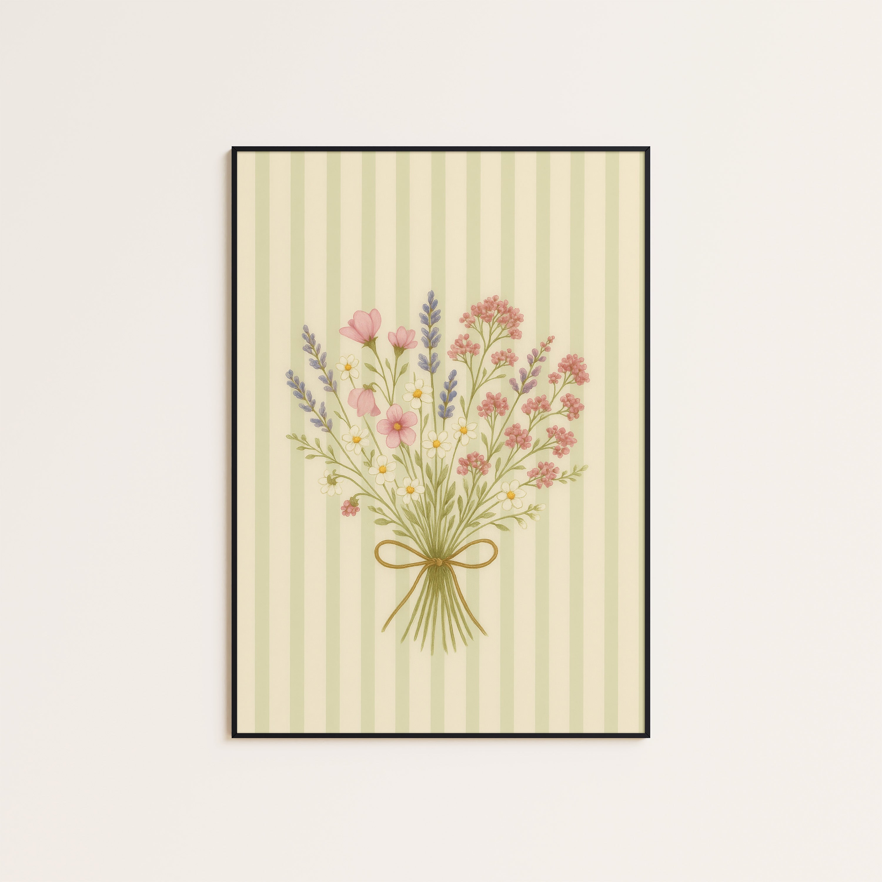 Meadow Posy — Stripe Bouquet Print – unframed poster