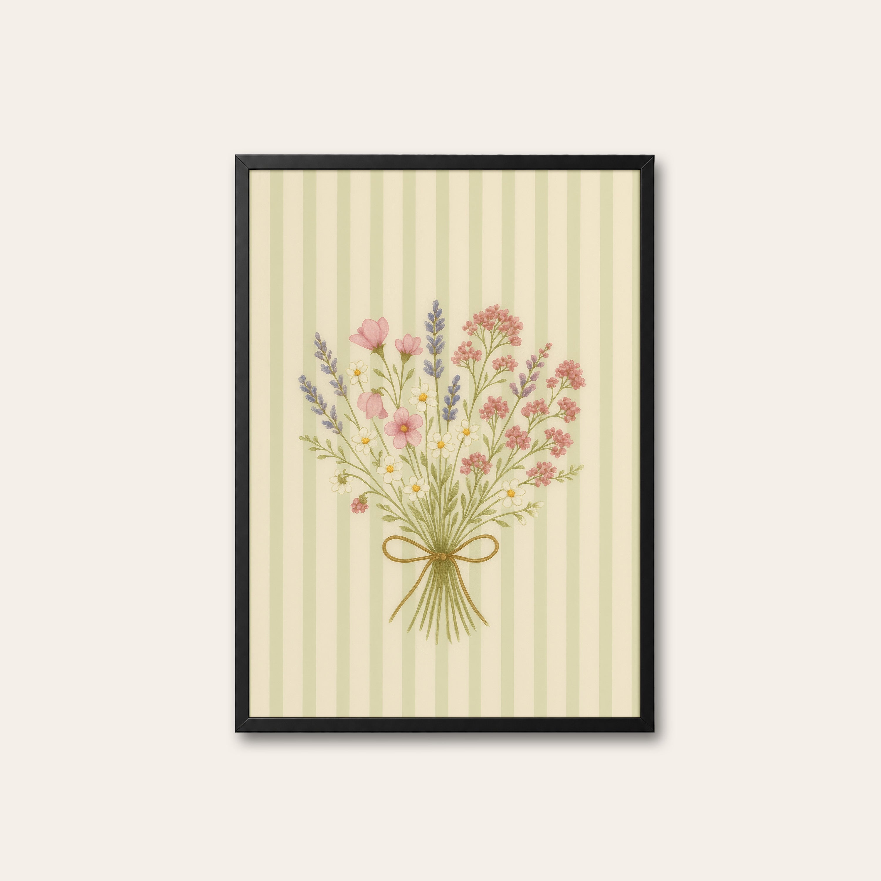 Meadow Posy — Stripe Bouquet Print – black frame