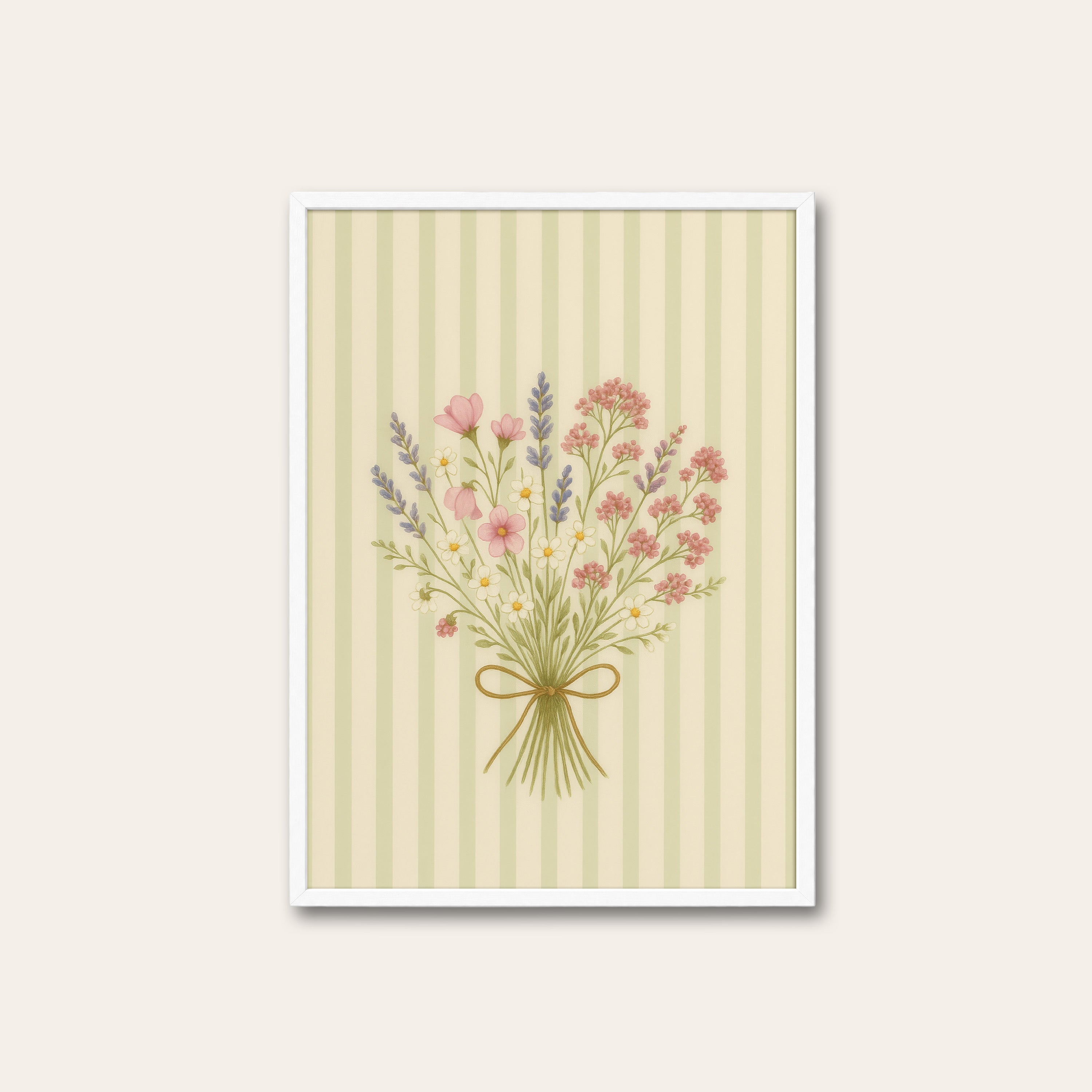 Meadow Posy — Stripe Bouquet Print – white frame