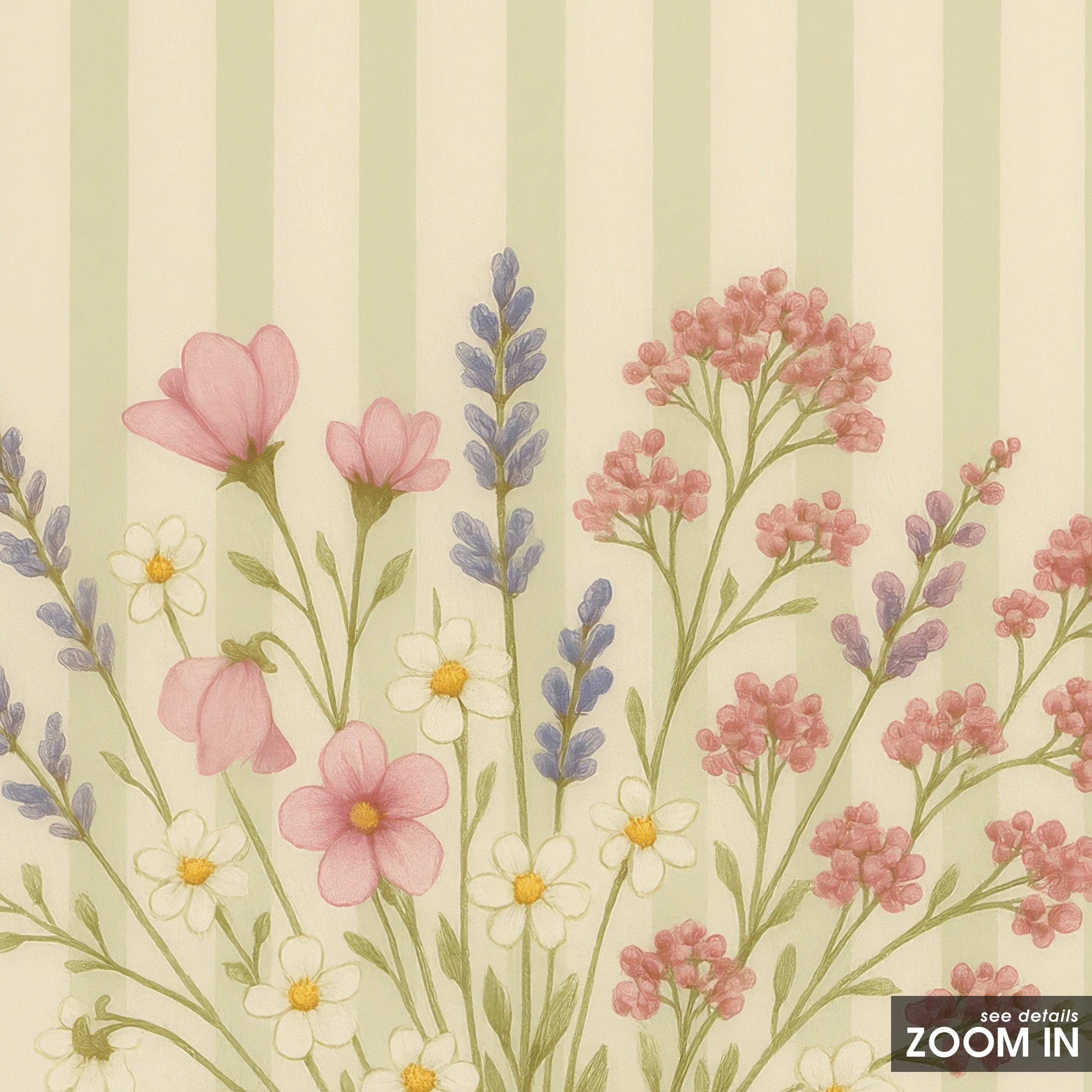 Meadow Posy — Stripe Bouquet Print – in room setting