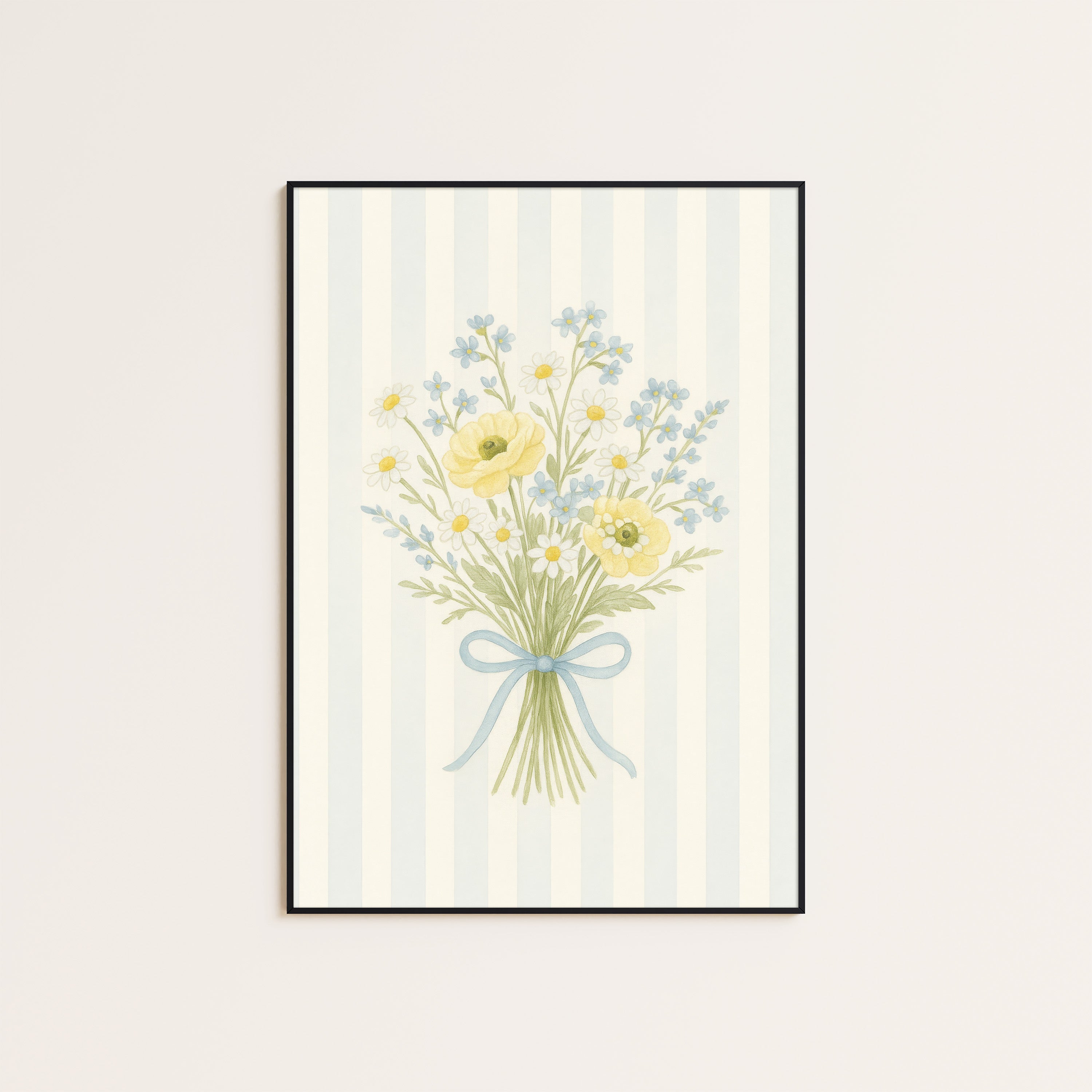 Buttercup Posy — Yellow Stripe Print – unframed poster