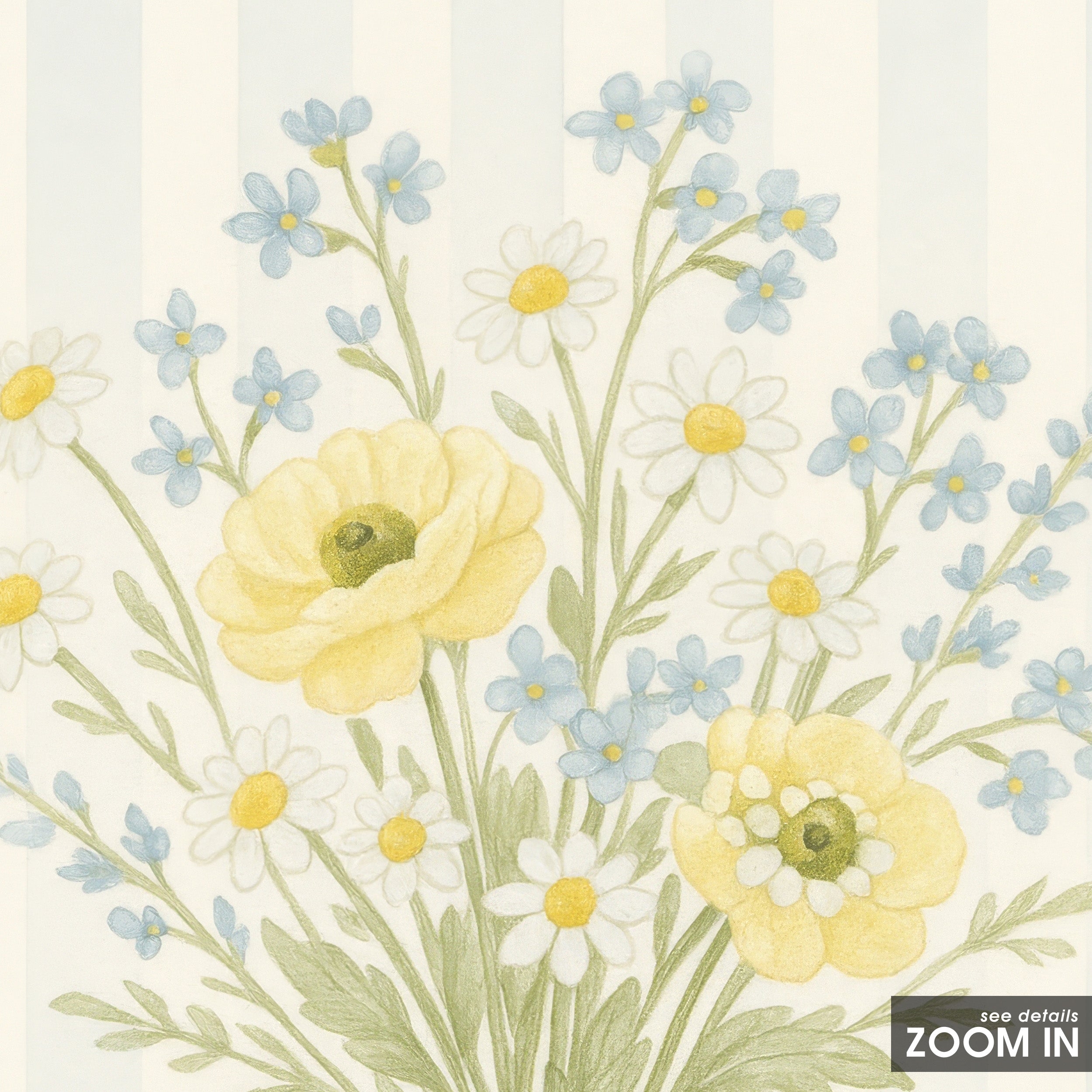 Buttercup Posy — Yellow Stripe Print – in room setting