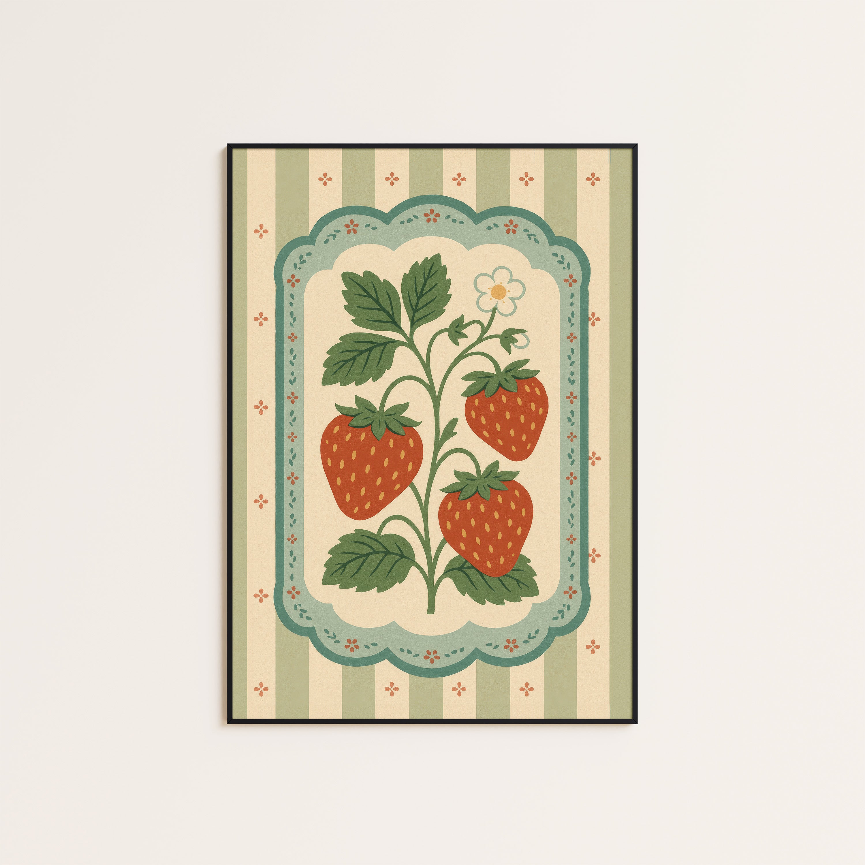 Strawberry Card — Scalloped Print – unframed poster