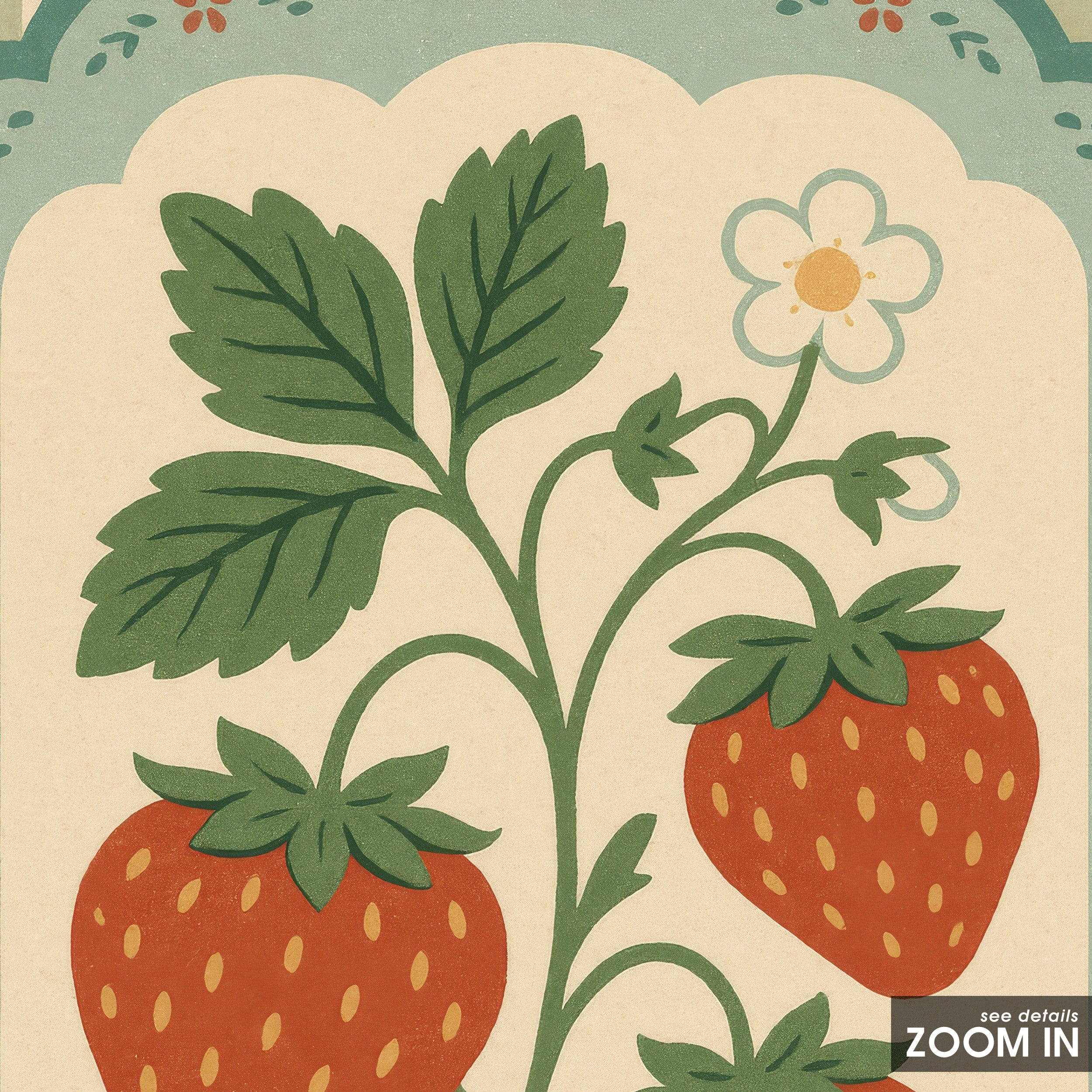 Strawberry Card — Scalloped Print – in room setting