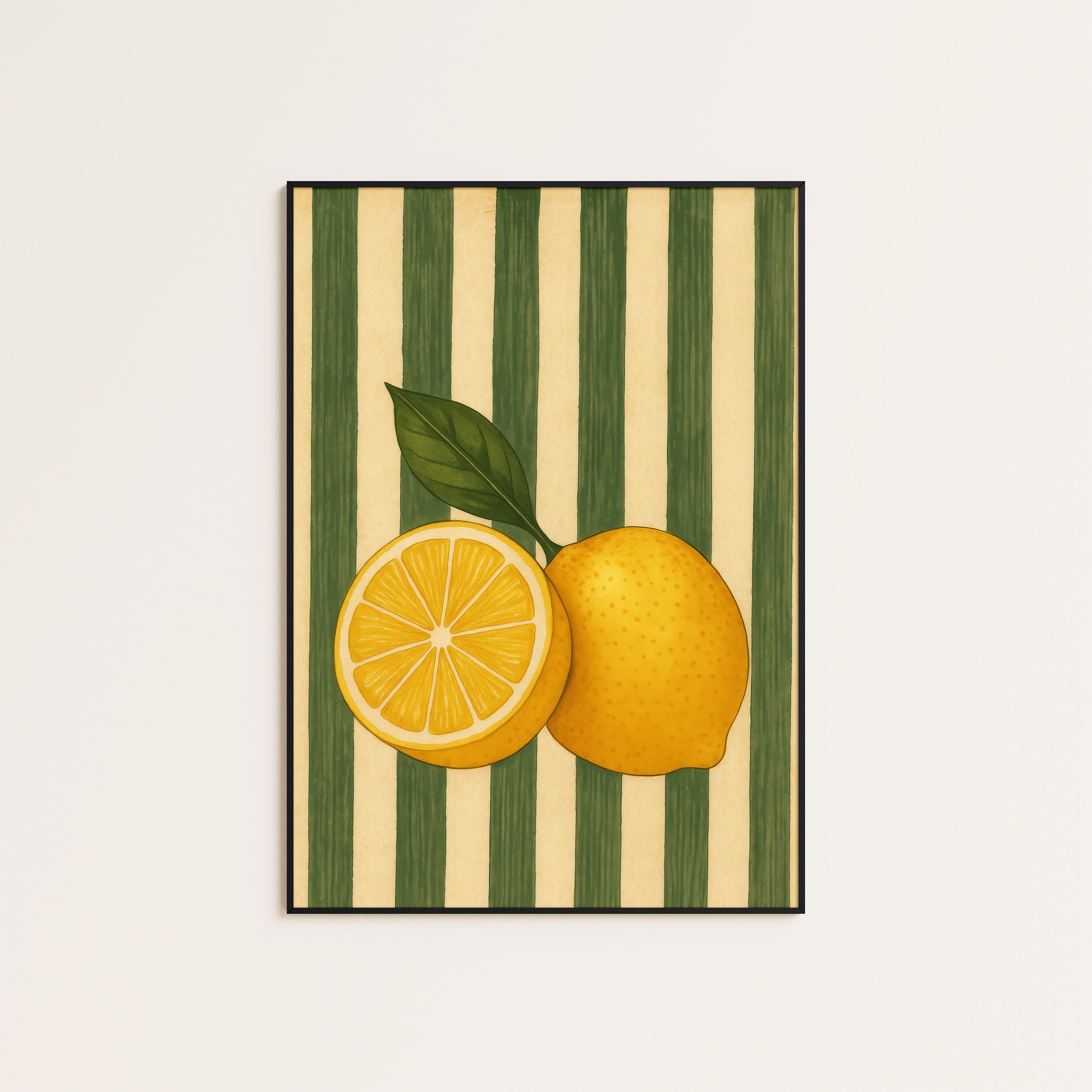 Cut Lemons — Green Stripe Print – unframed poster