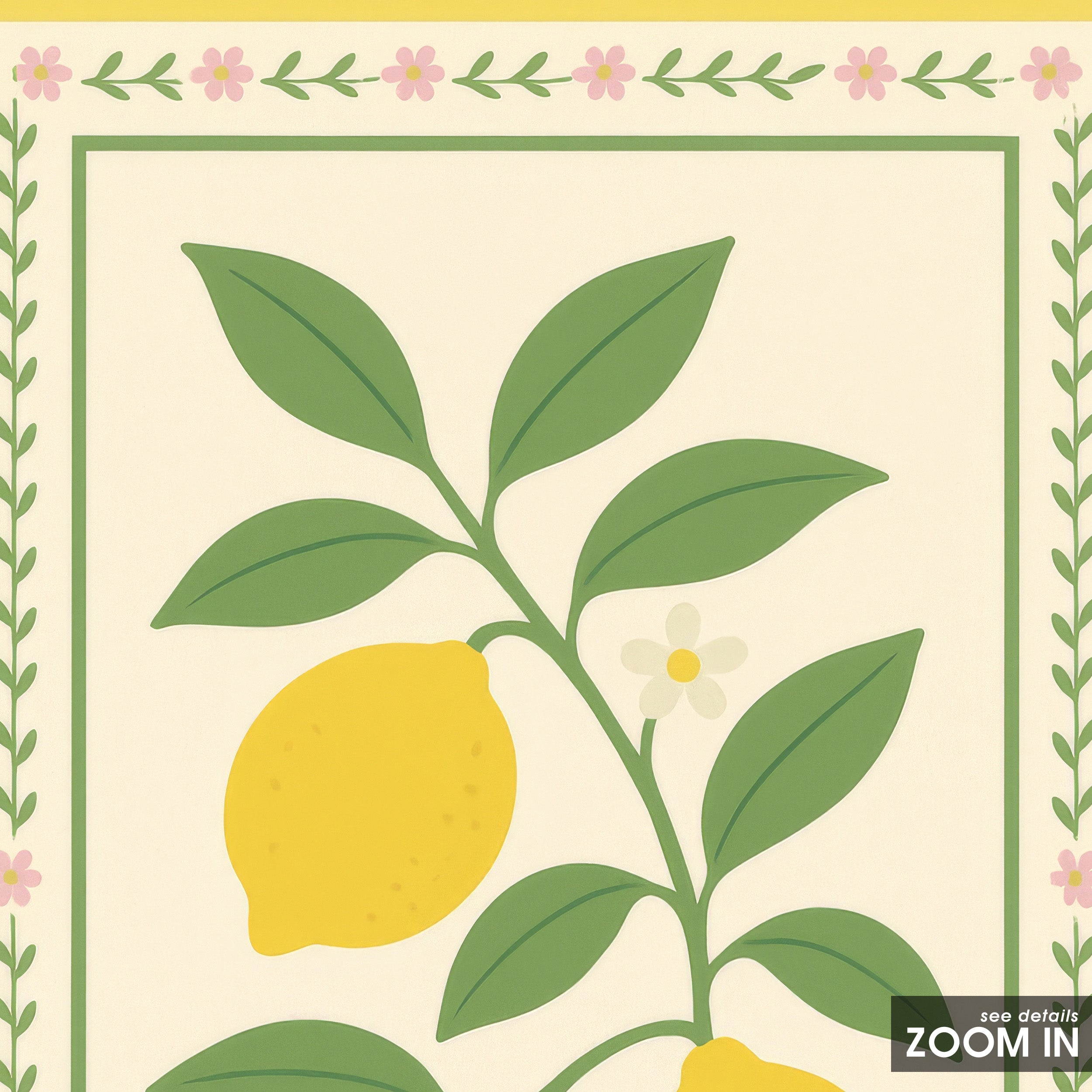 Lemon Card — Stripe Botanical Print – in room setting