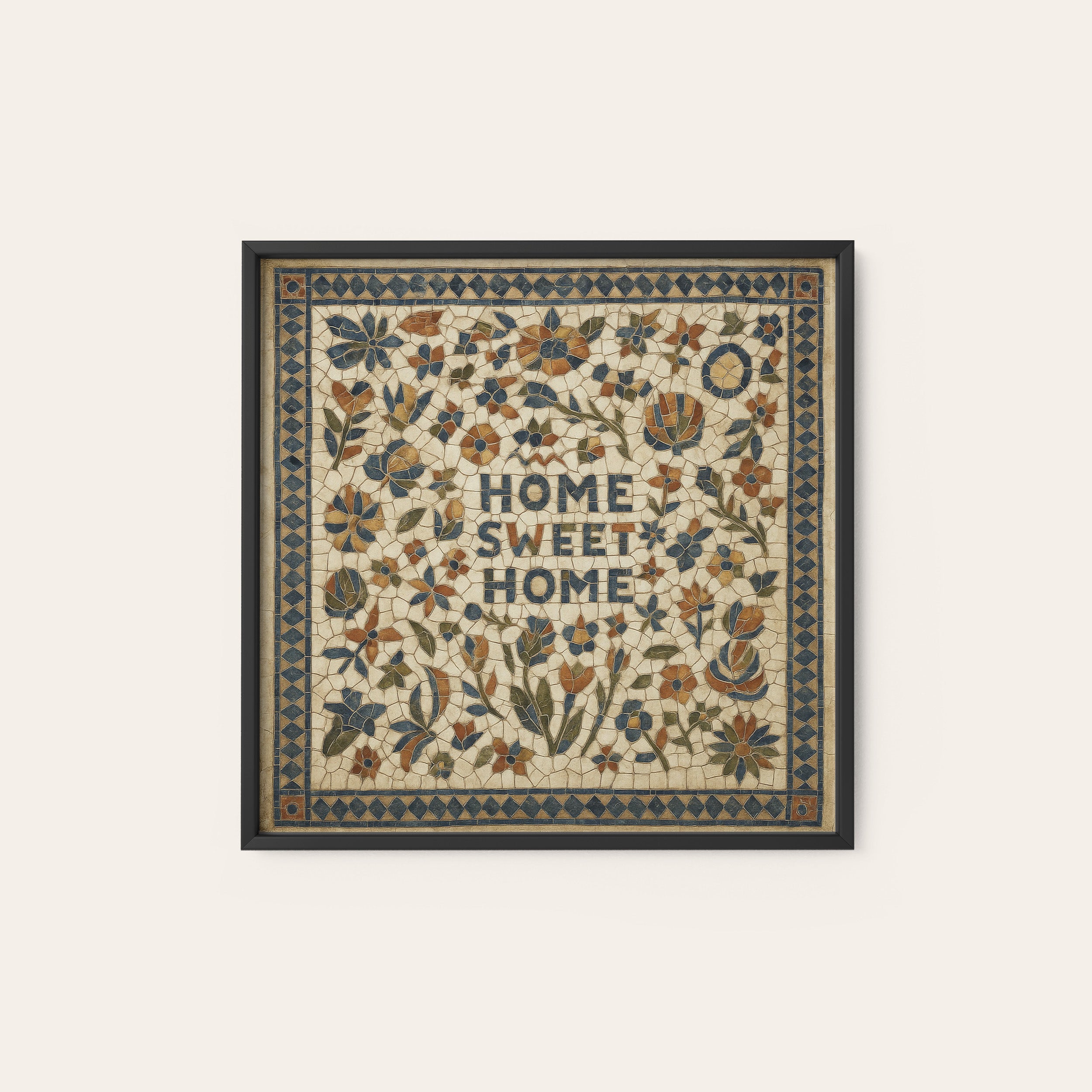 Home Sweet Home — Cream Sampler Print – black frame
