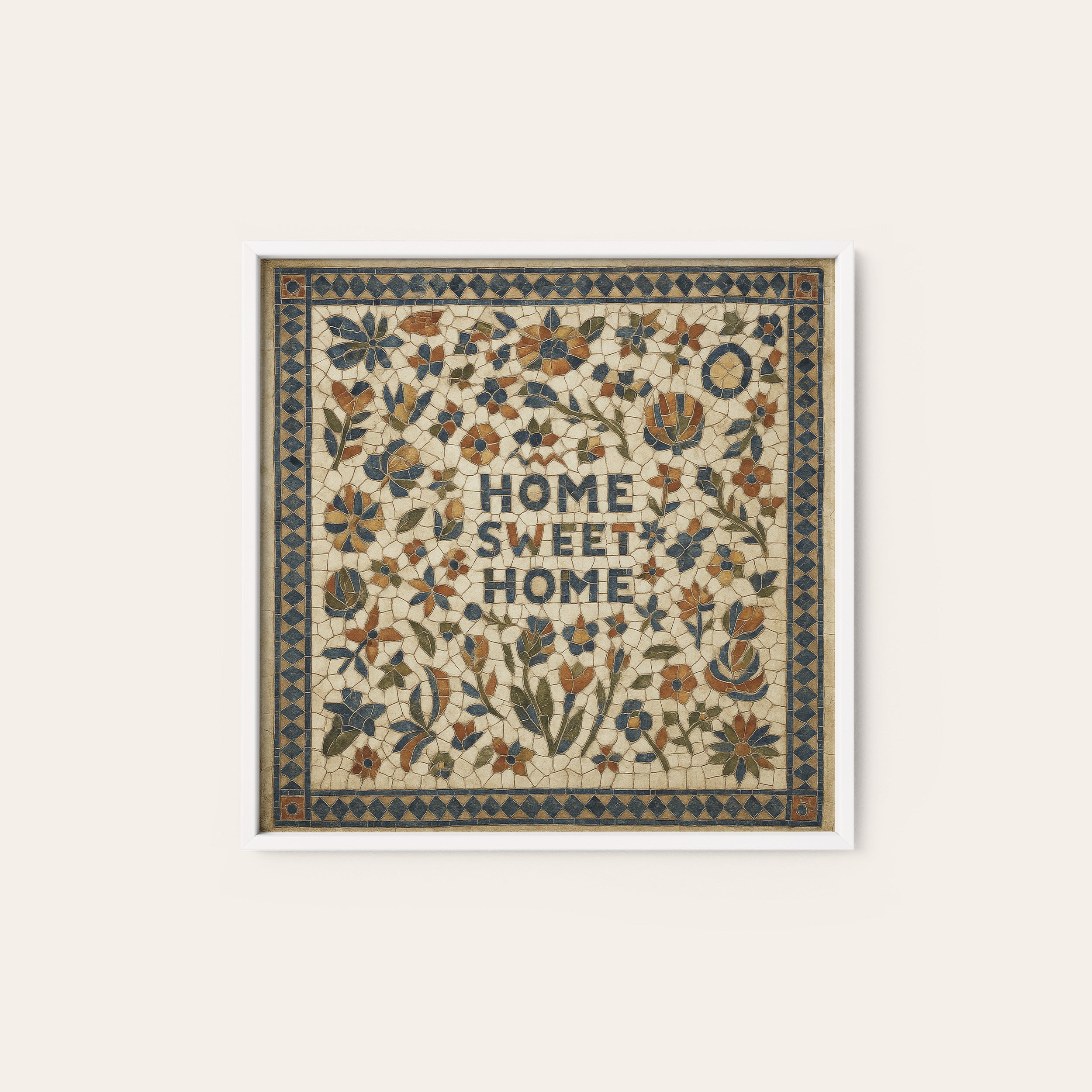 Home Sweet Home — Cream Sampler Print – white frame