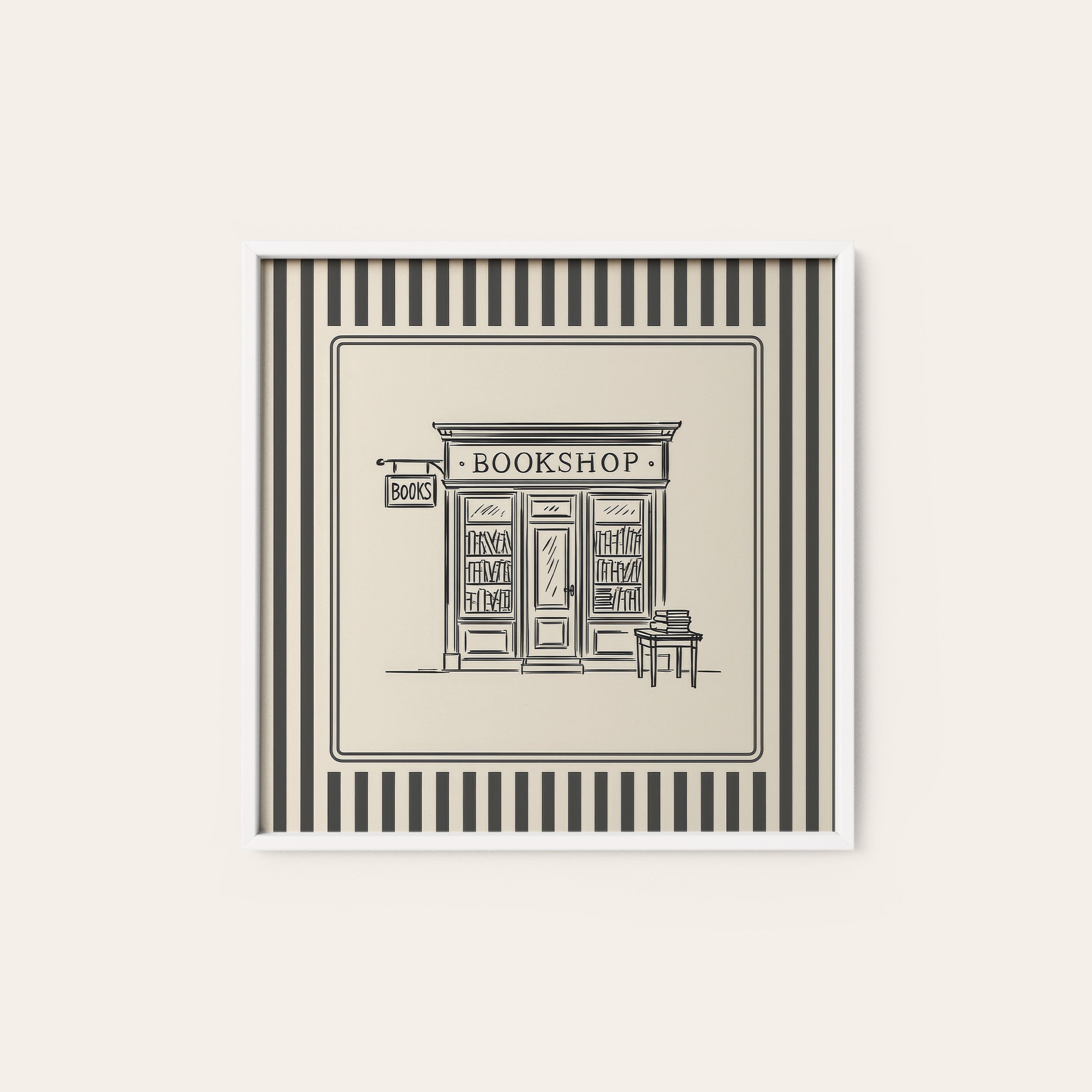 The Bookshop — Storefront Print – white frame