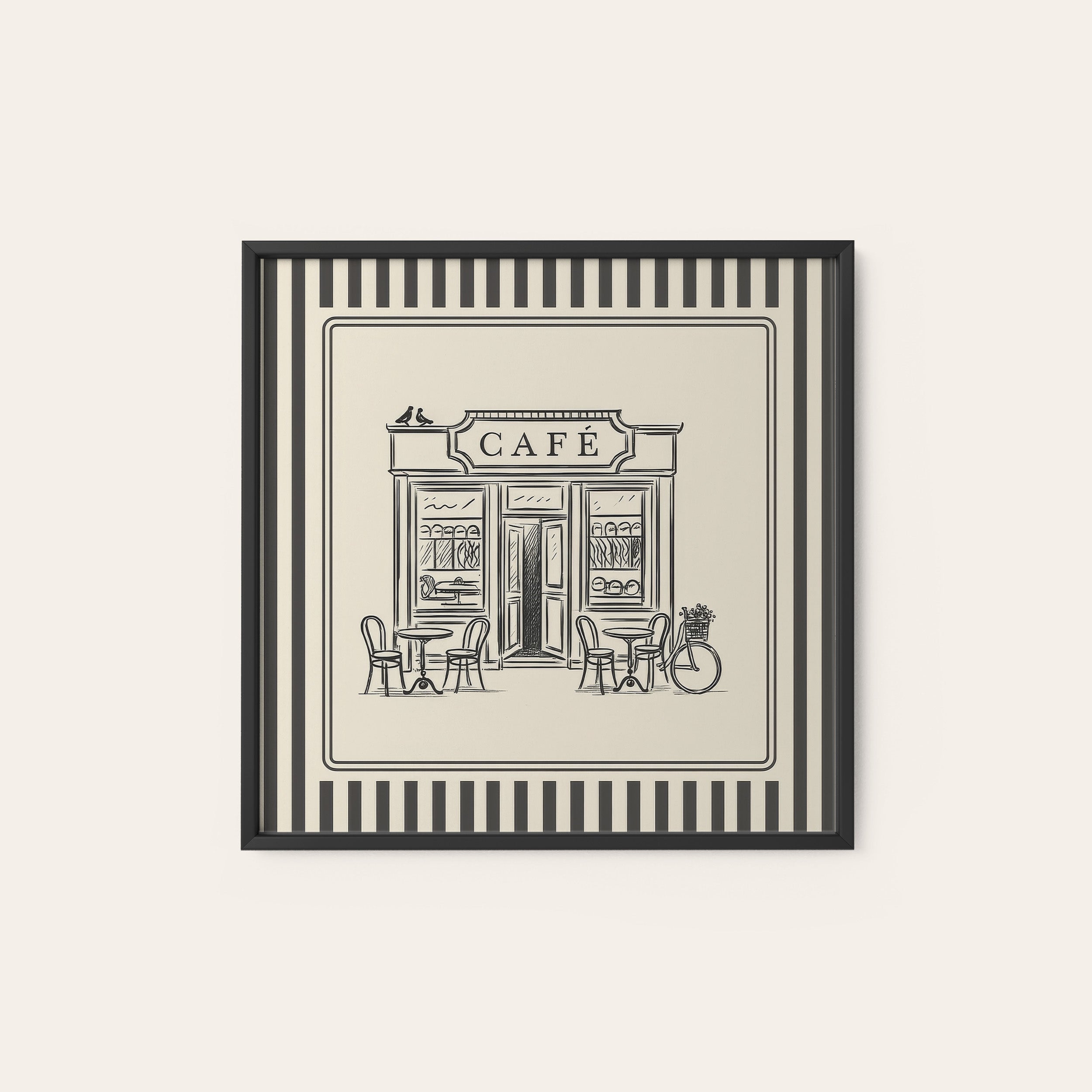 The Café — Storefront Print – black frame