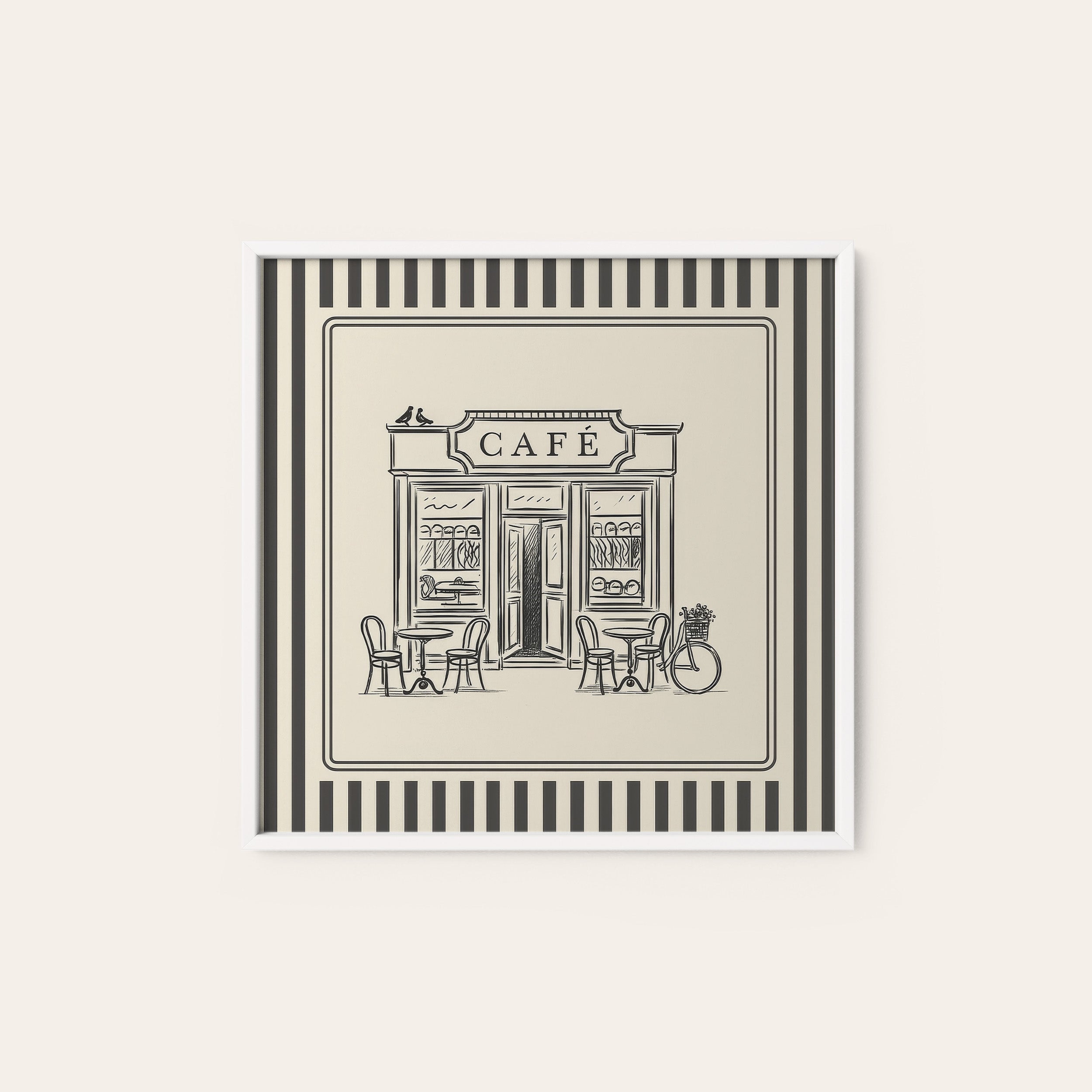 The Café — Storefront Print – white frame