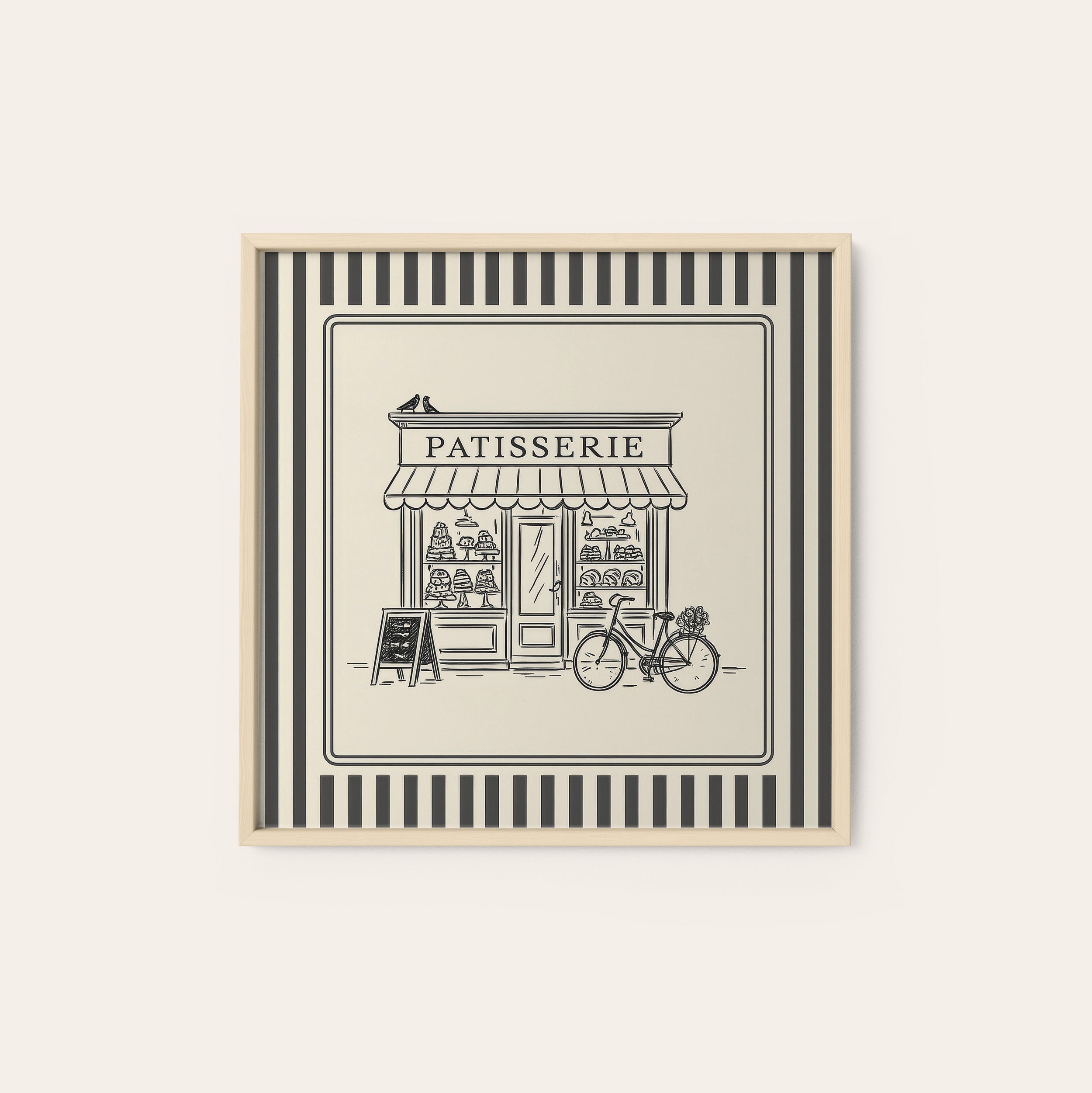 The Patisserie — Storefront Print – natural wood frame