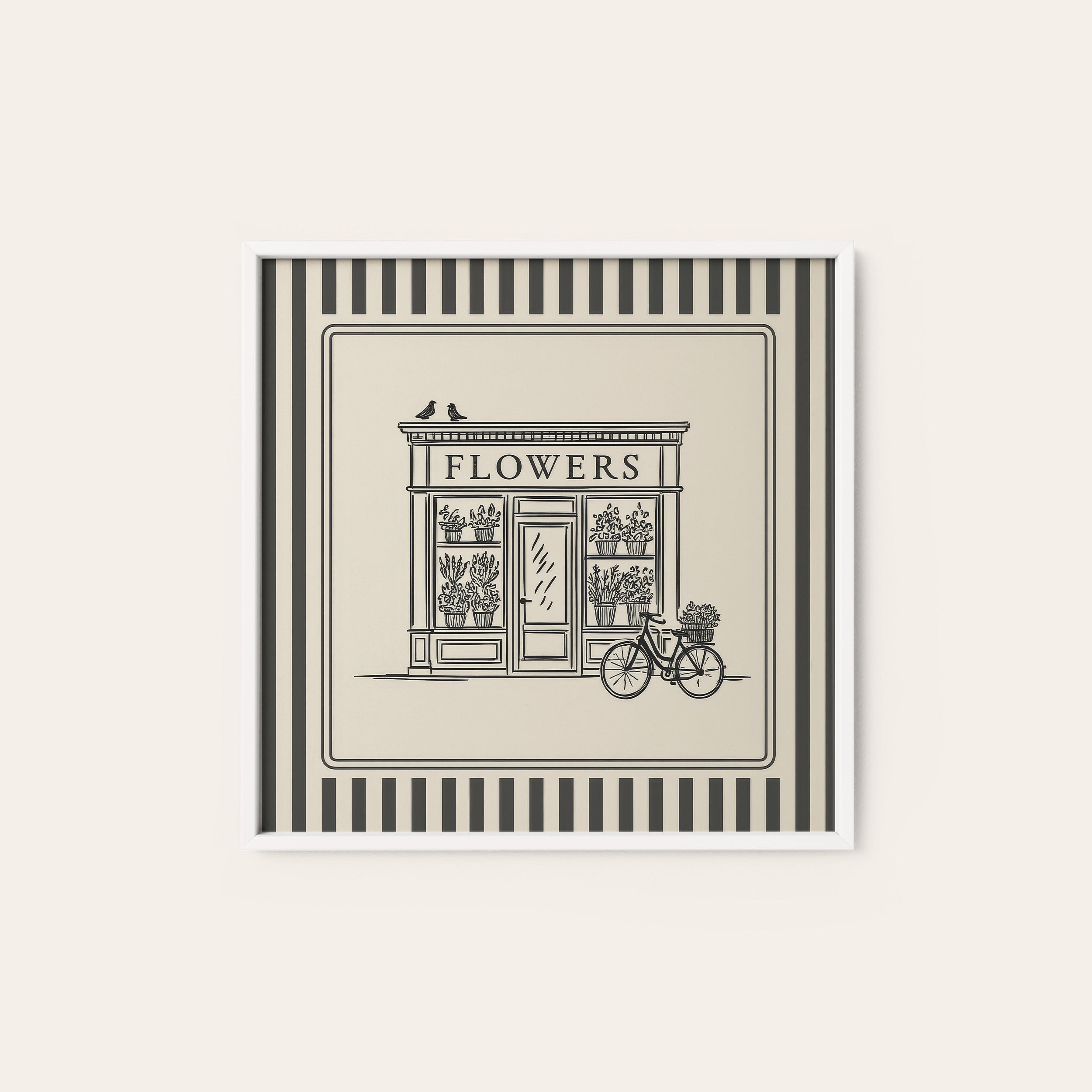 The Flower Shop — Storefront Print – white frame
