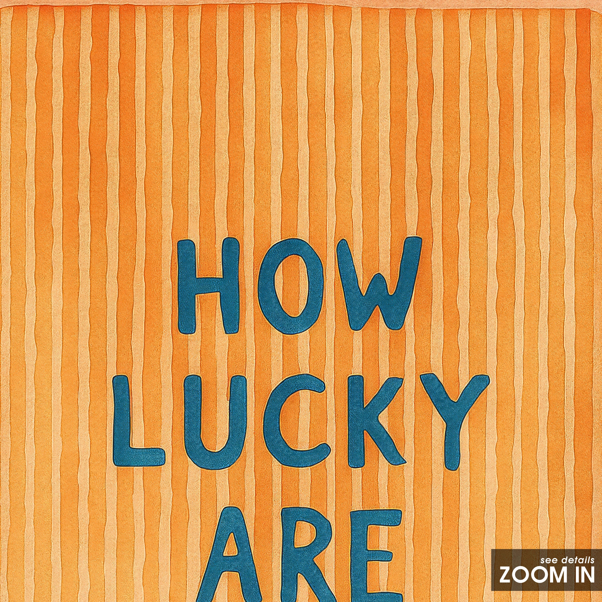How Lucky Are We — Coral Heart Print – in room setting