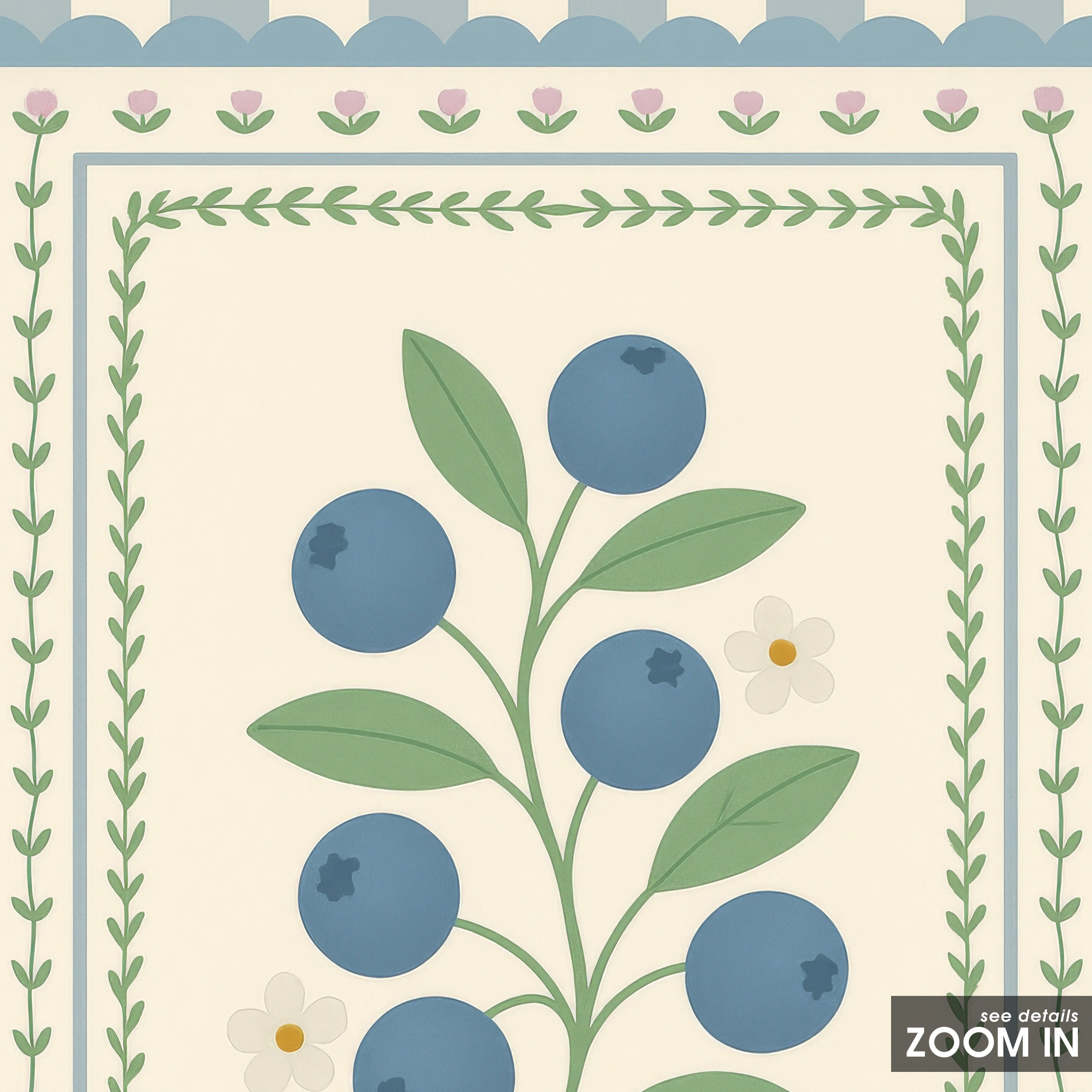 Blueberry Sprig — Card Print – in room setting