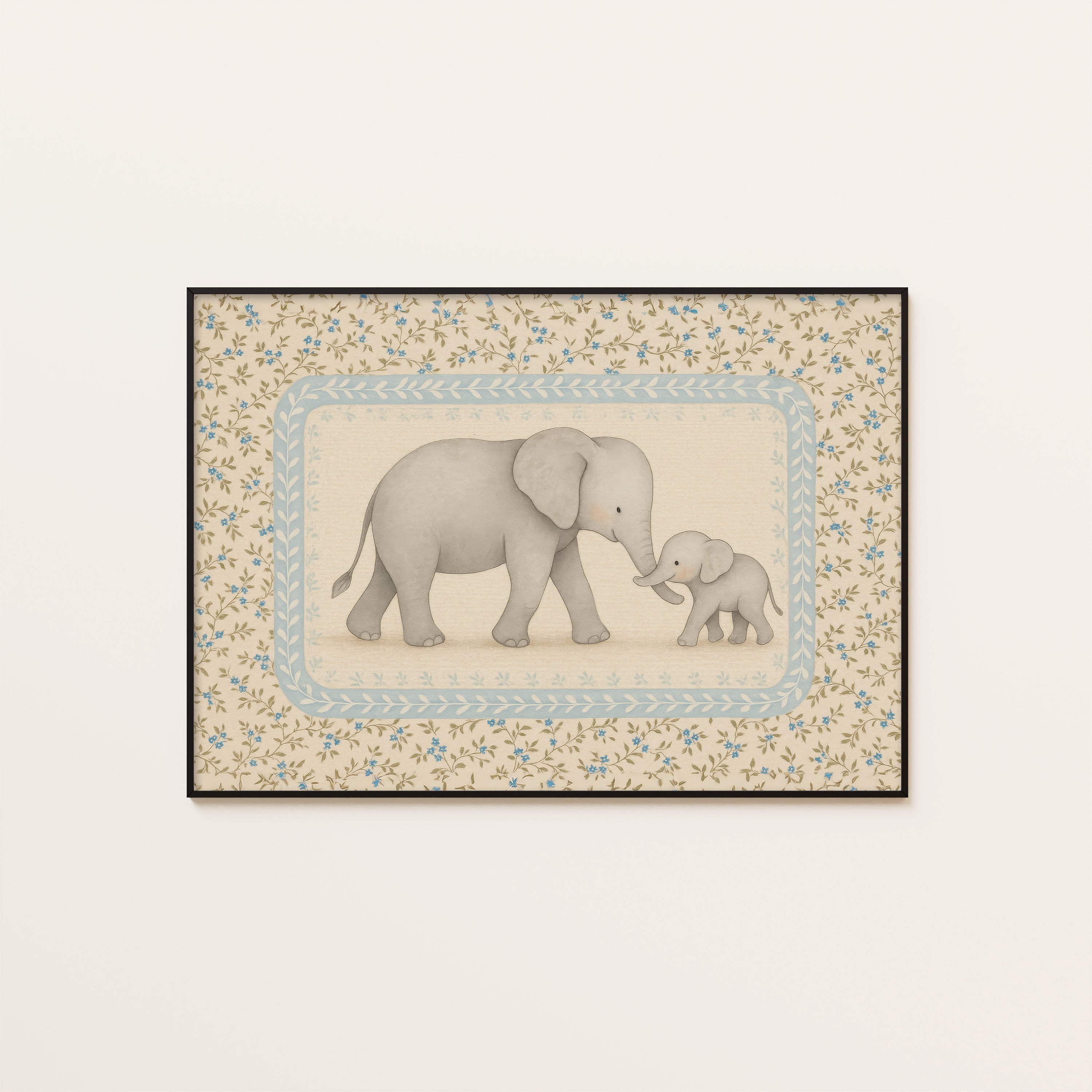 Elephant & Calf — Nursery Art Print – unframed poster