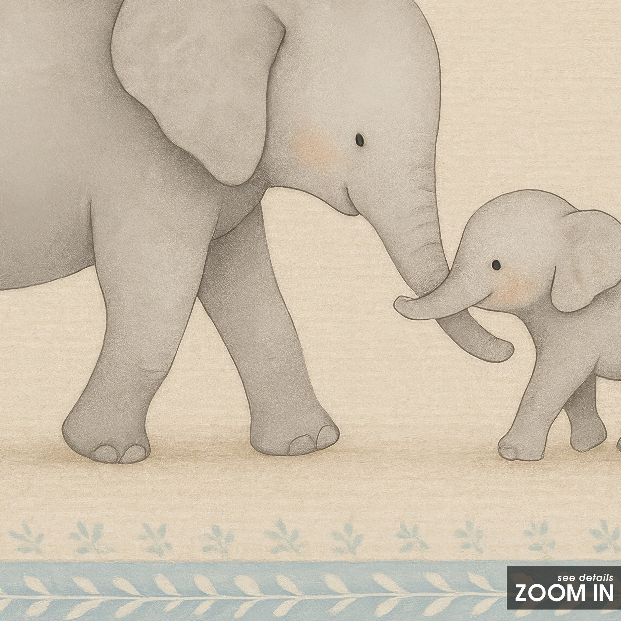 Elephant & Calf — Nursery Art Print – in room setting