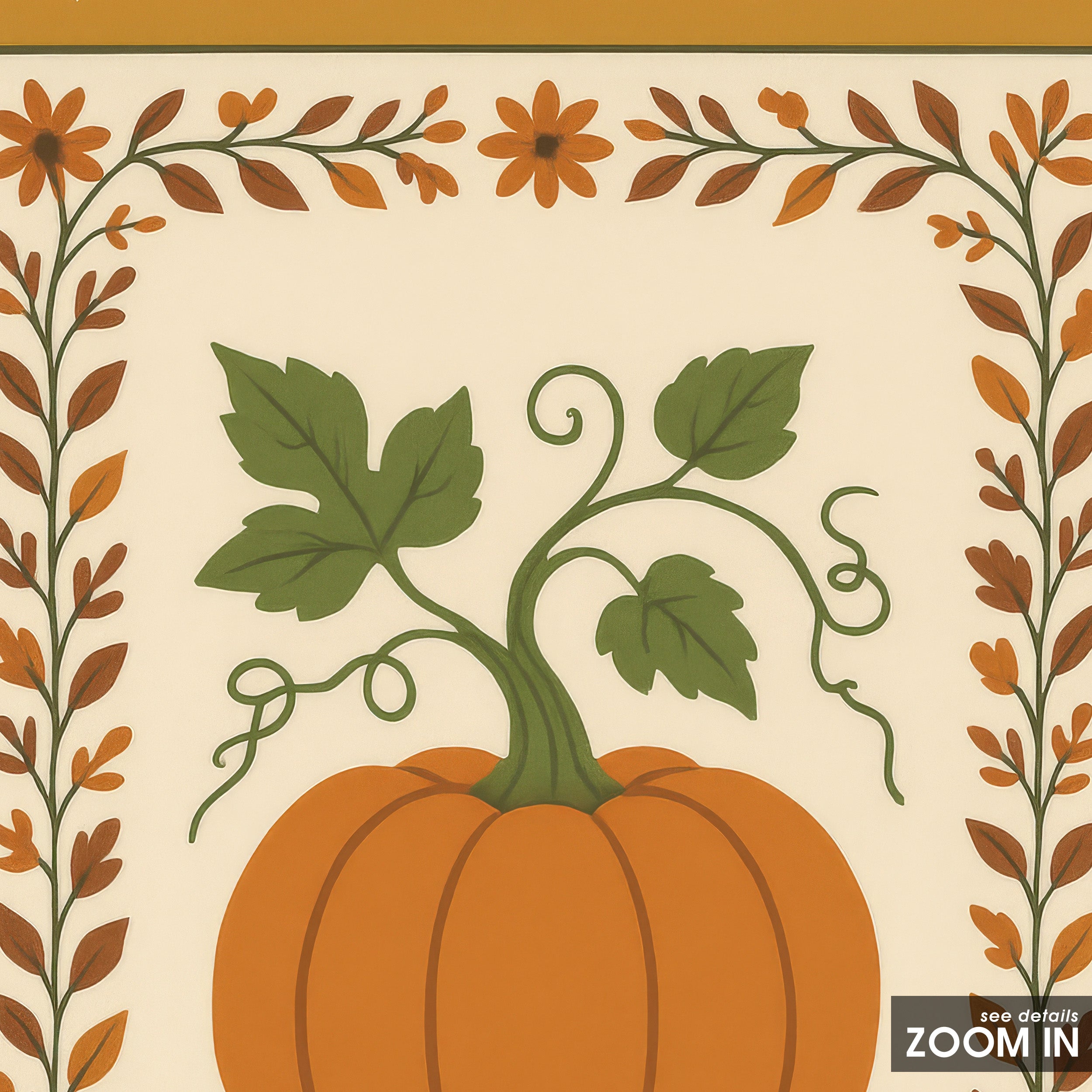 Pumpkin Harvest — Autumn Card Print – in room setting