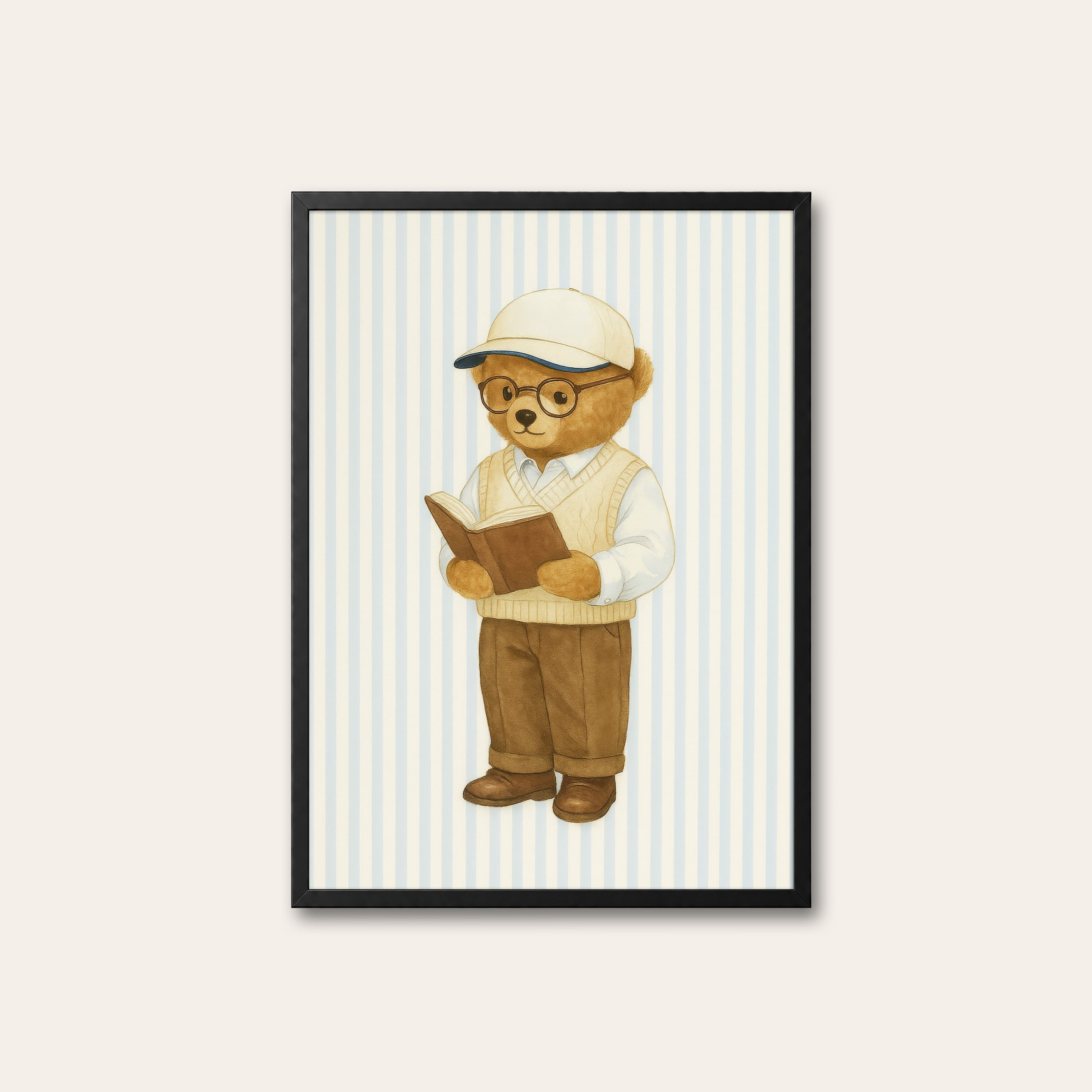 Professor Bear — Reading Print – black frame