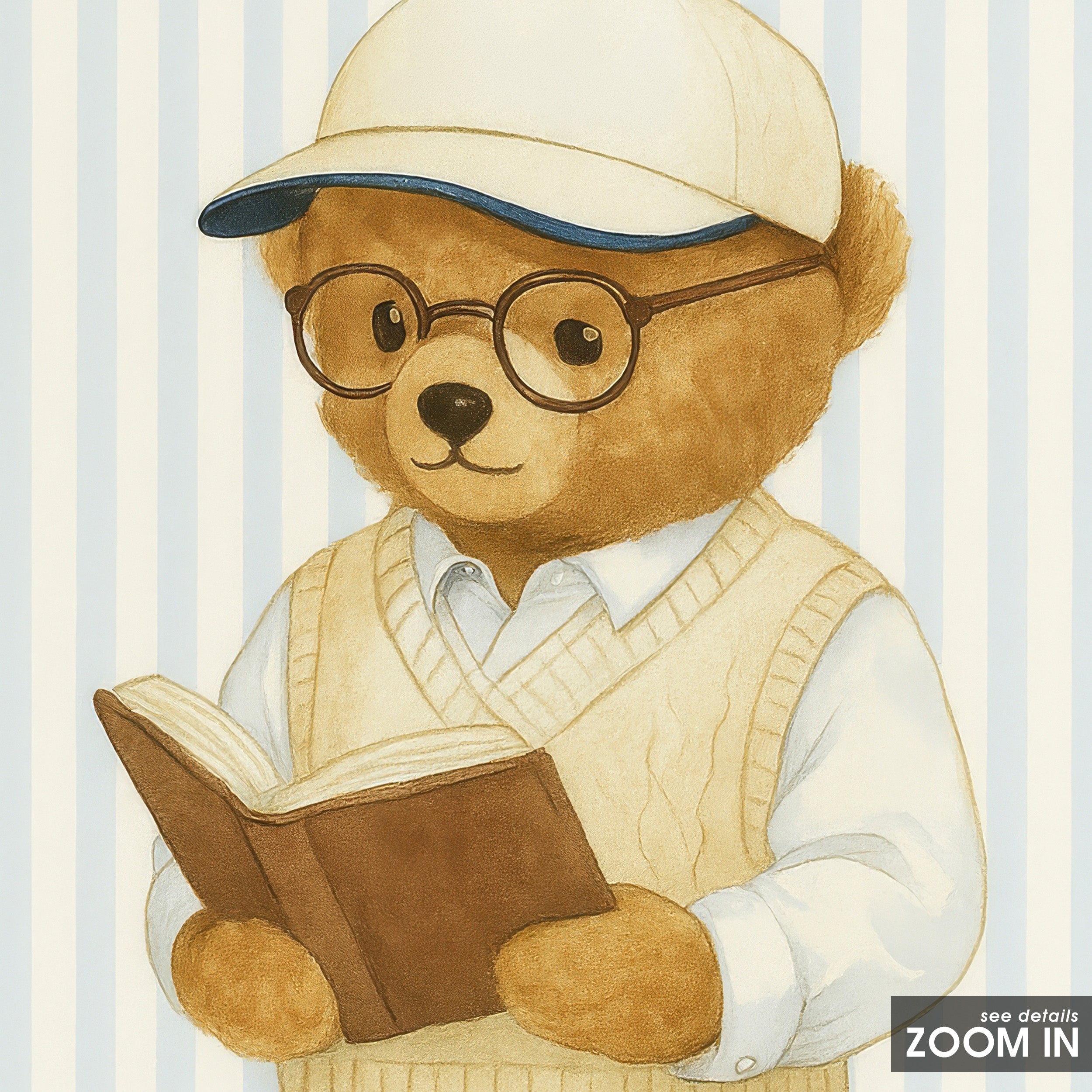 Professor Bear — Reading Print – in room setting