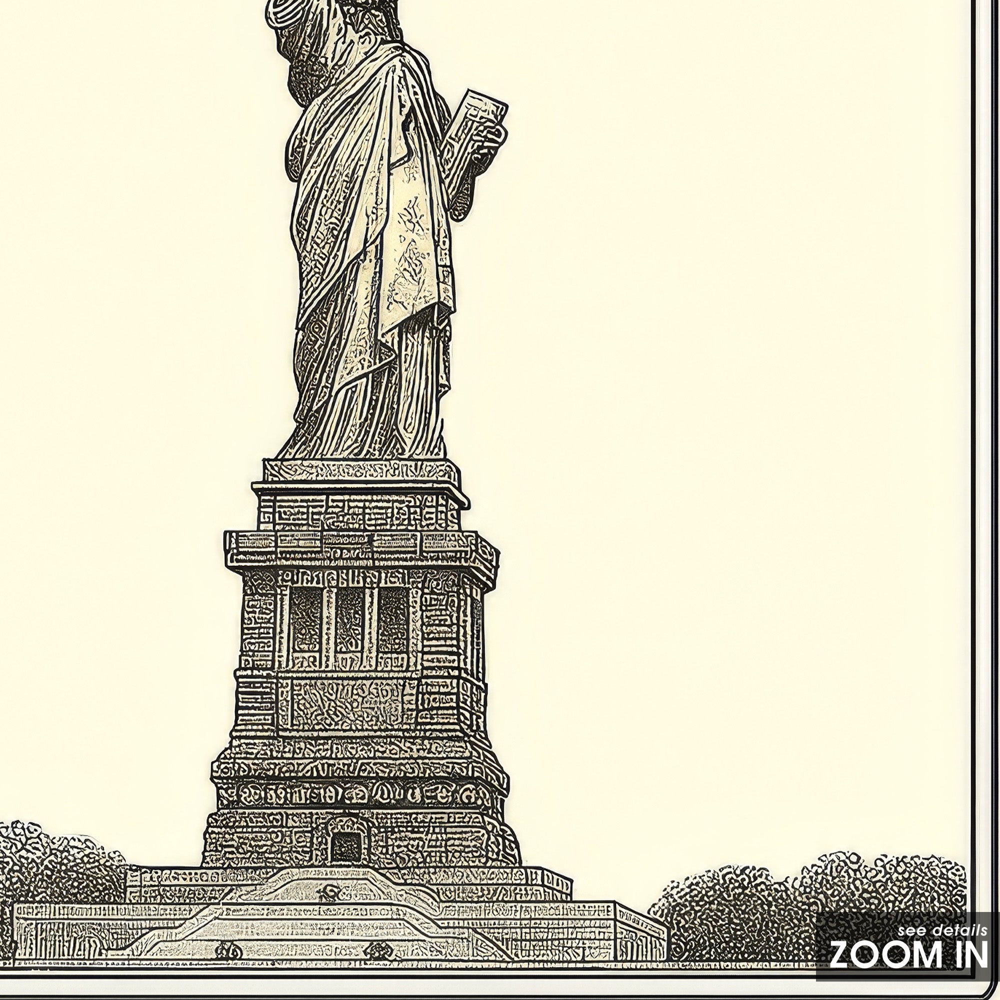 Ticking Stripe Liberty — Engraving Print – in room setting