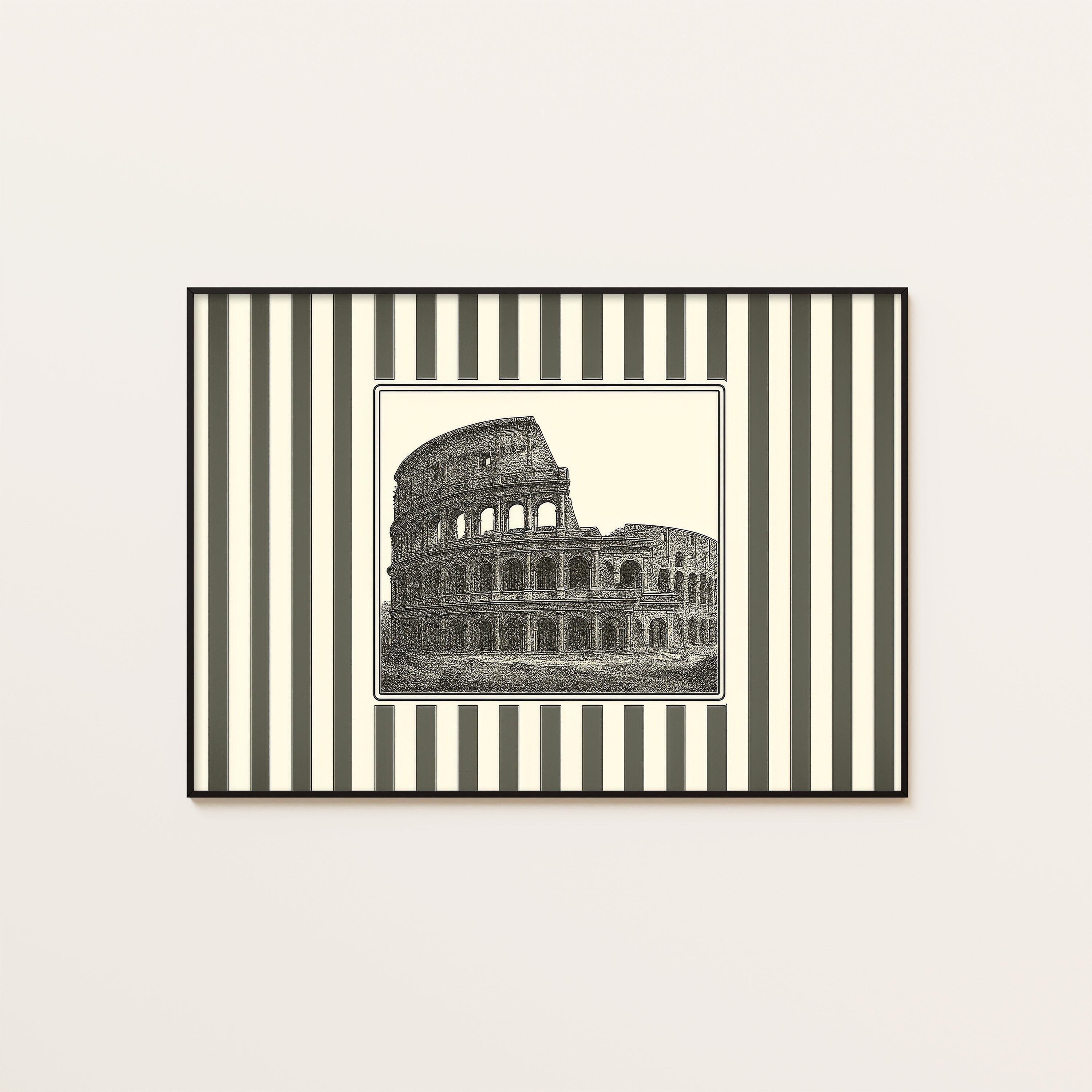 Ticking Stripe Colosseum — Engraving Print – unframed poster