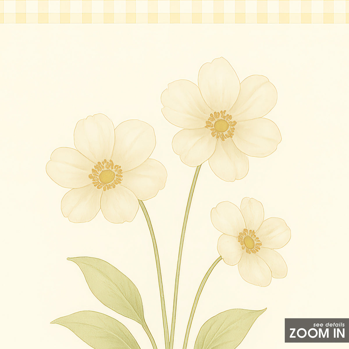 Sunshine Check - Yellow Floral Print - artwork detail