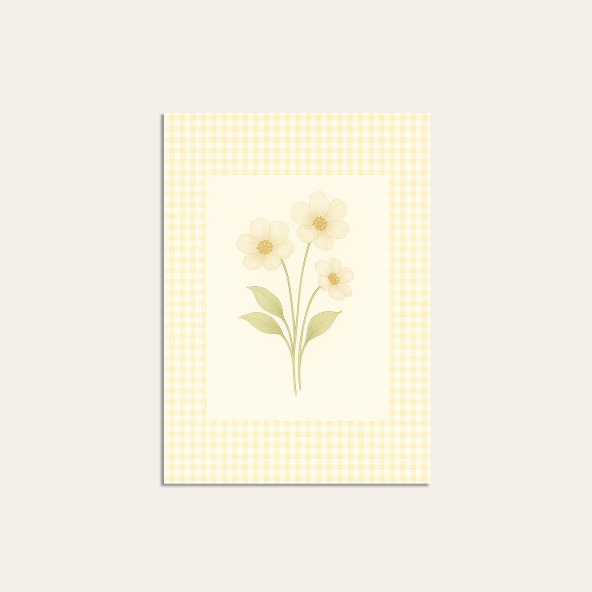 Sunshine Check - Yellow Floral Print - unframed print