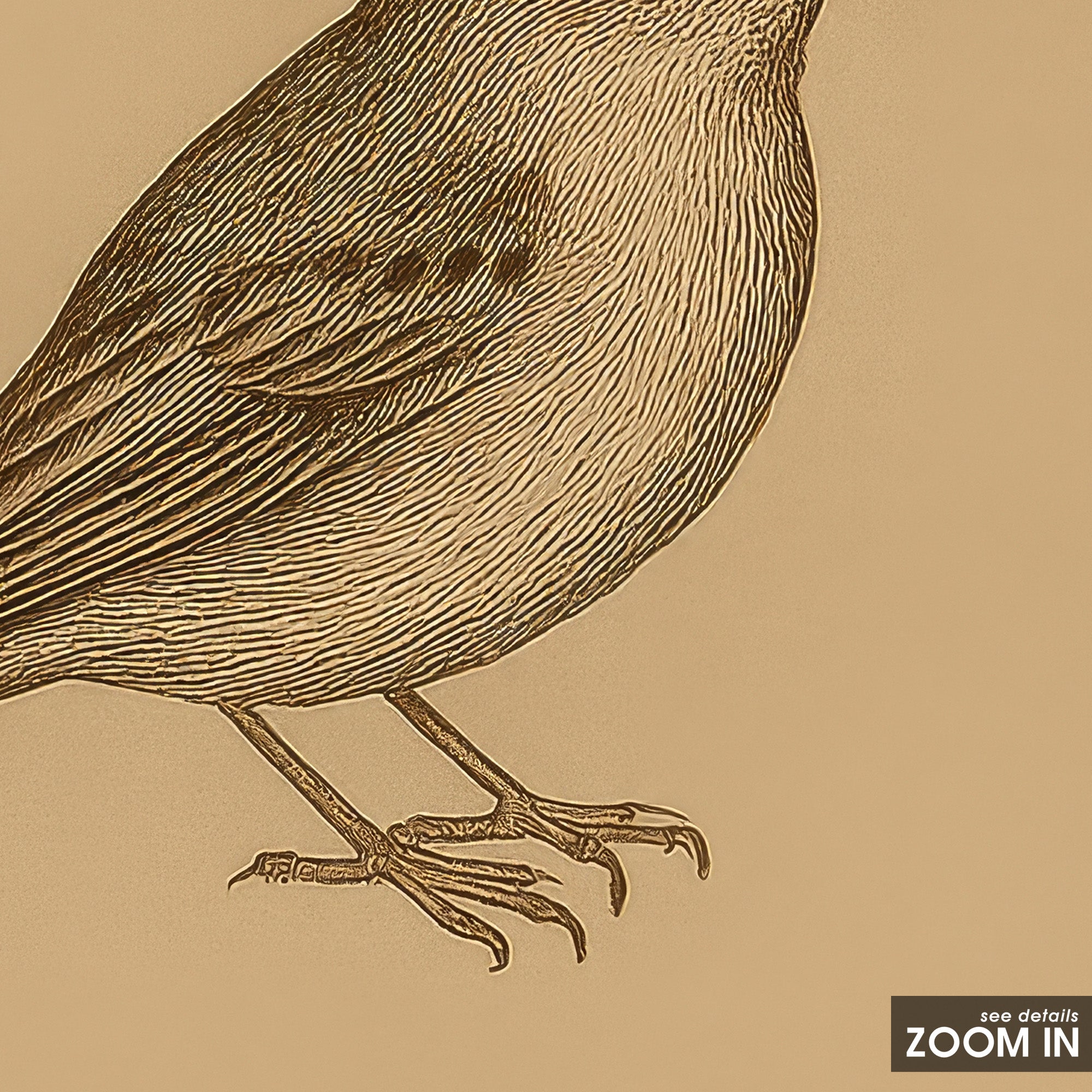 Folk Sparrow — Rose Frame Print – detail closeup