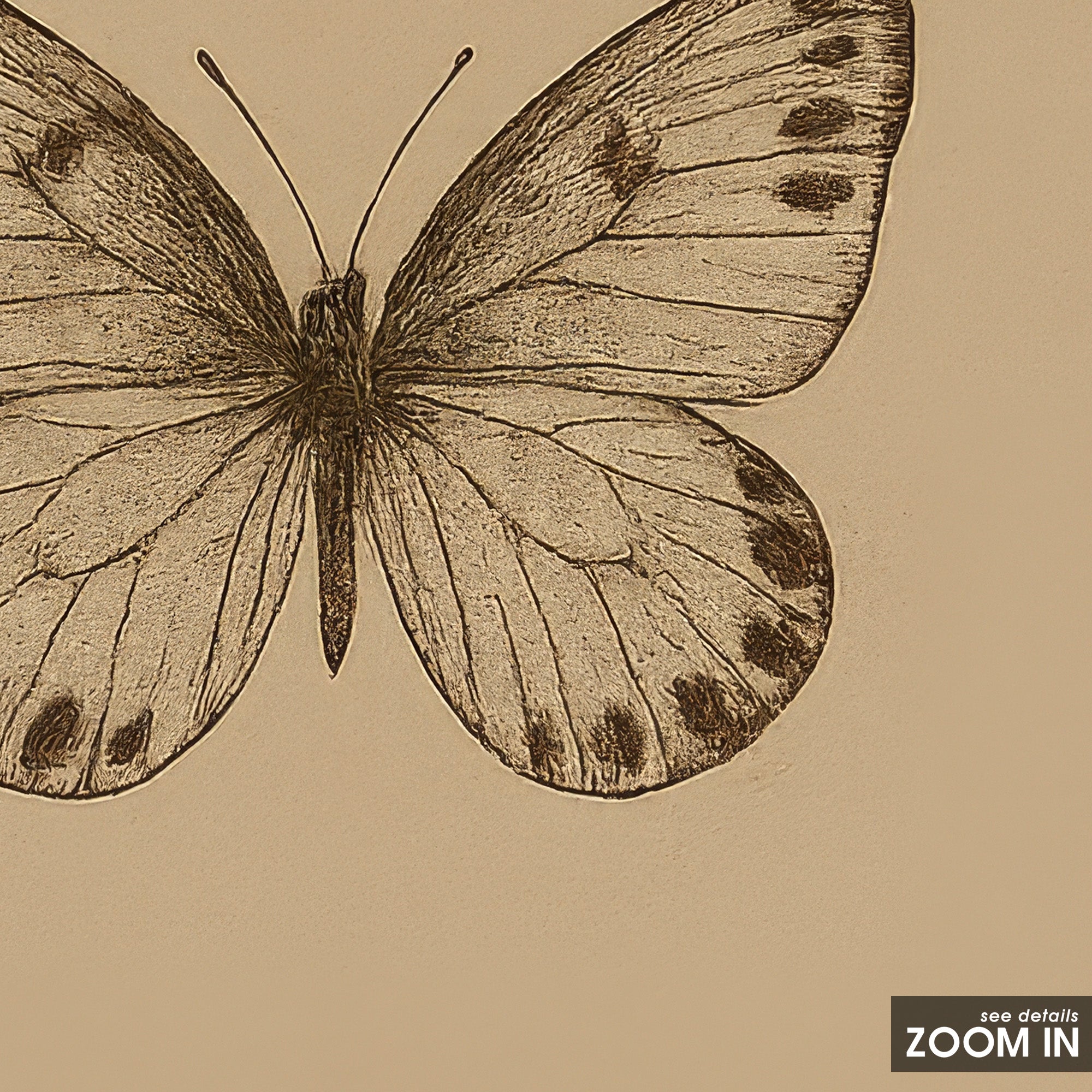 Folk Butterfly — Check Frame Print – detail closeup