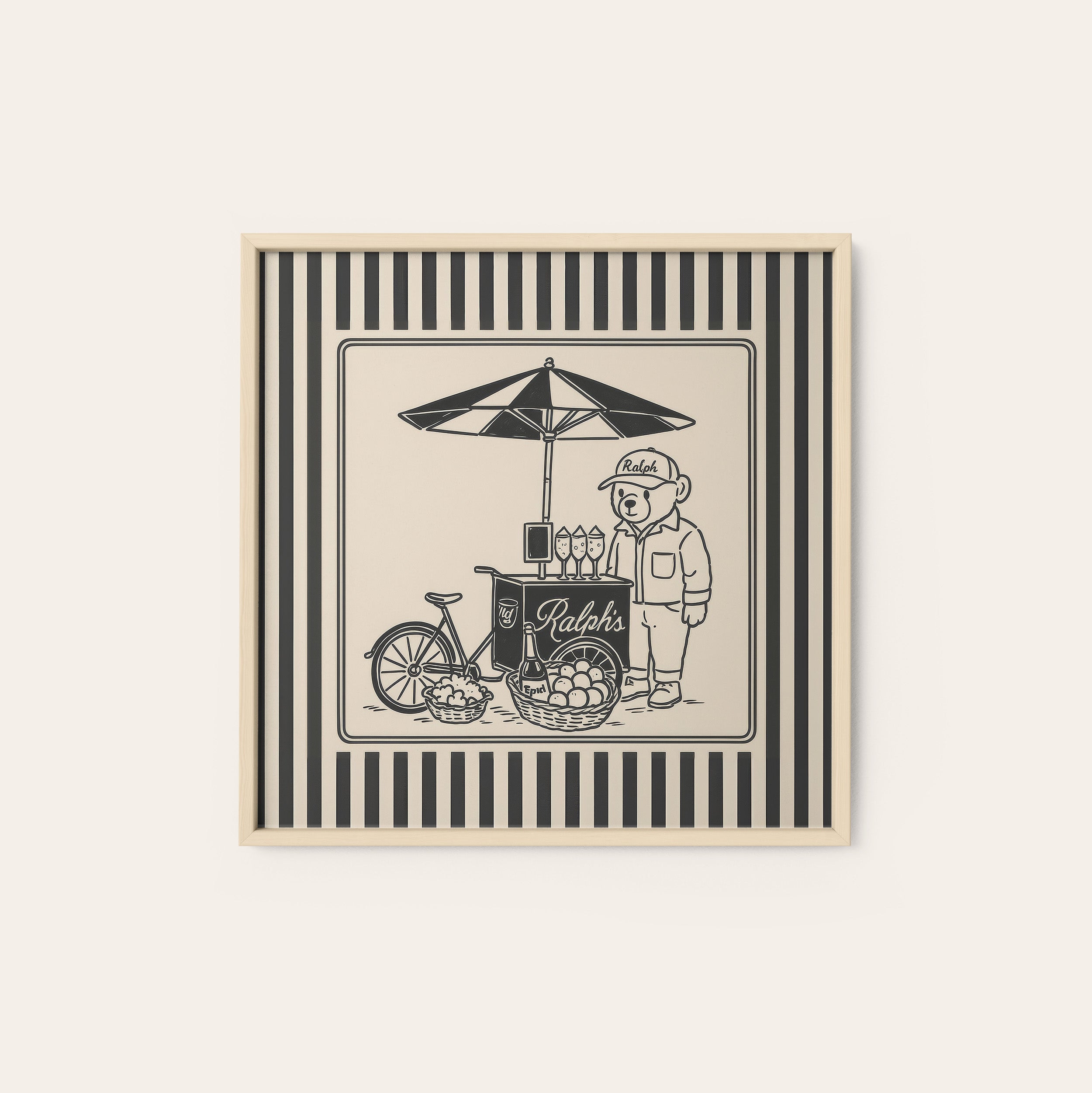 The Ice Cream Cart — Street Print – natural wood frame